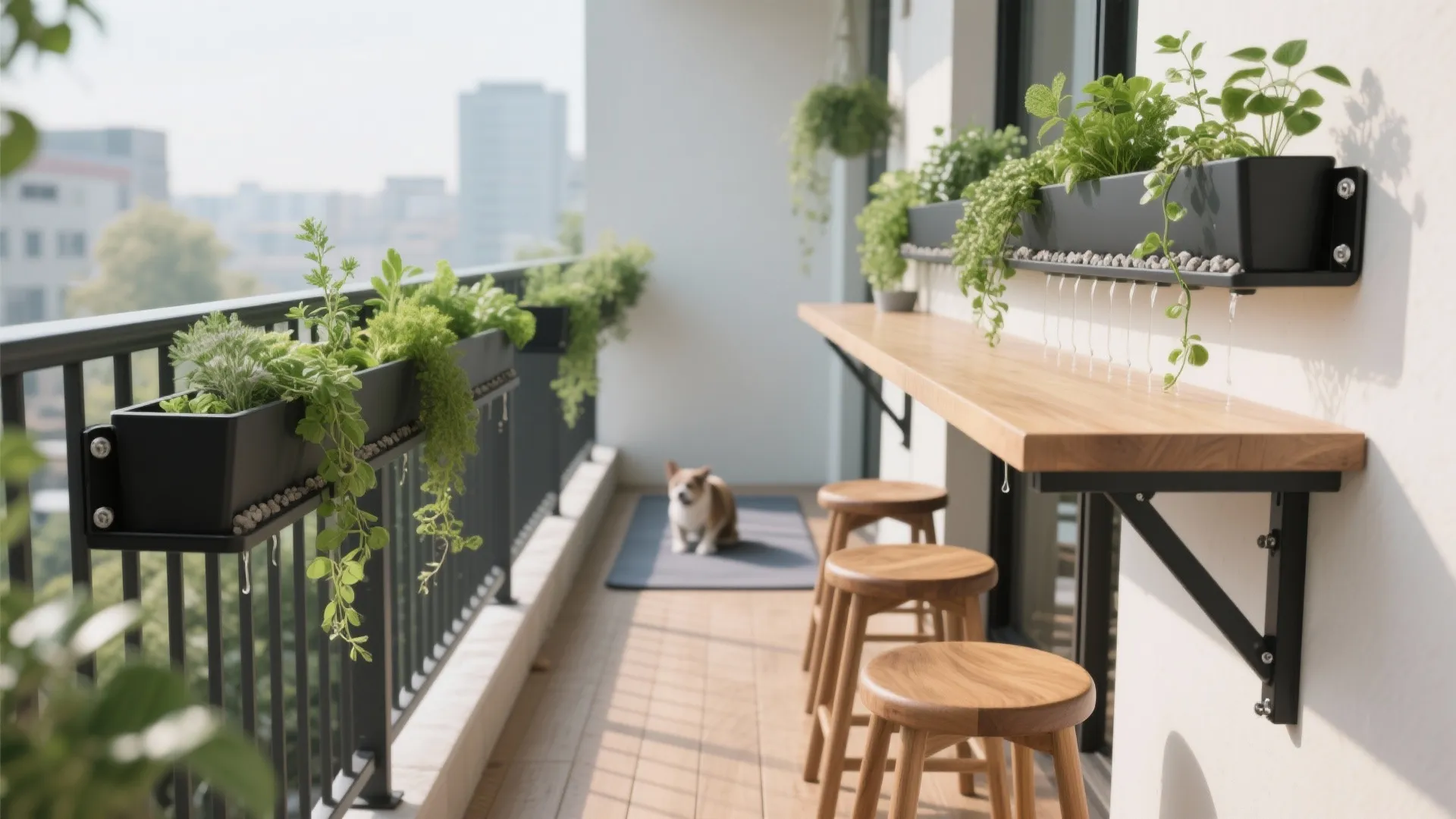 Planter-Led Rail Furniture with Narrow Profiles