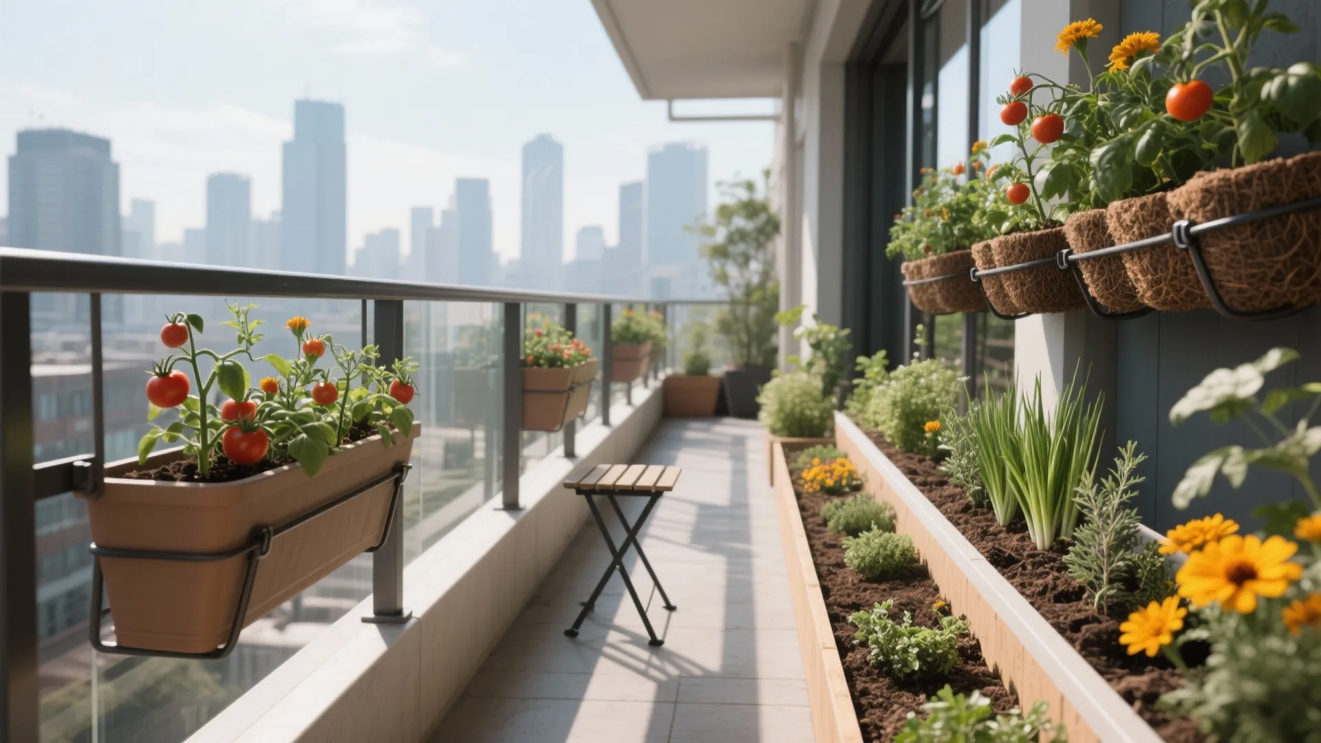 Rail Planters and Narrow Troughs to Save Floor Space