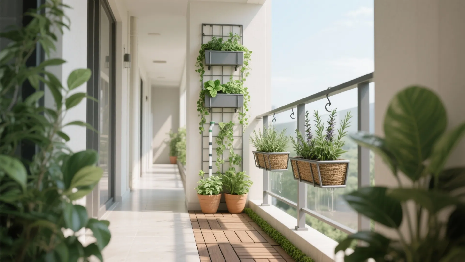 3) Green Pocket: Rail Planters and Vertical Gardens