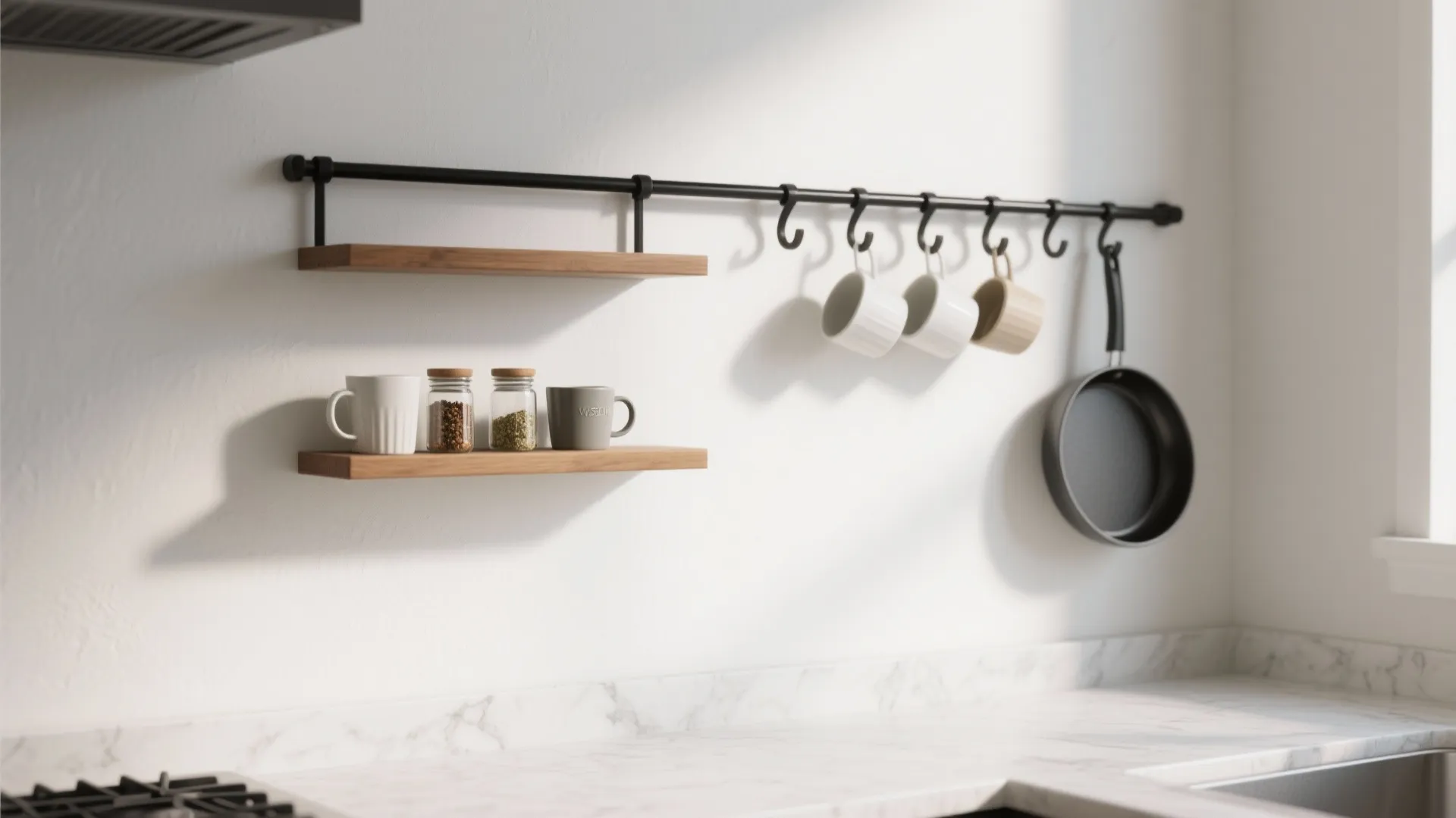 Minimalist Rail-and-Shelf System as a Design Wall