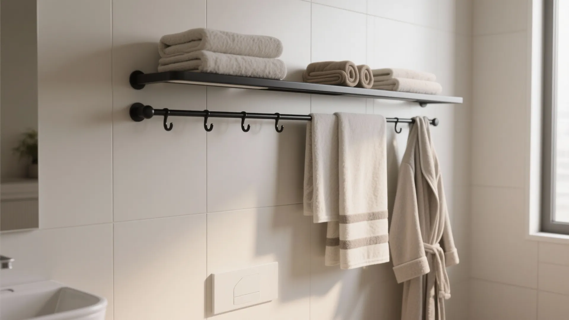 2. Black rail with sliding hooks