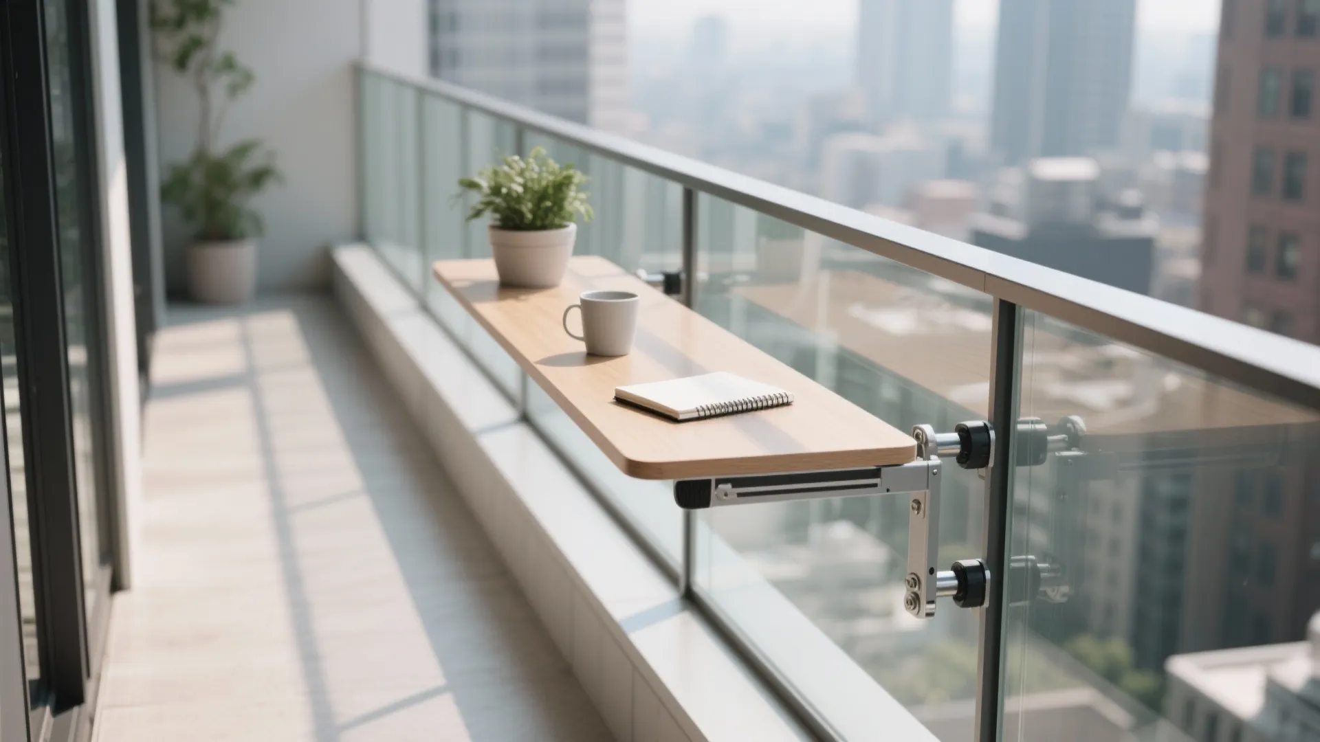 Rail-Hung Table for Ultra-Narrow Balconies