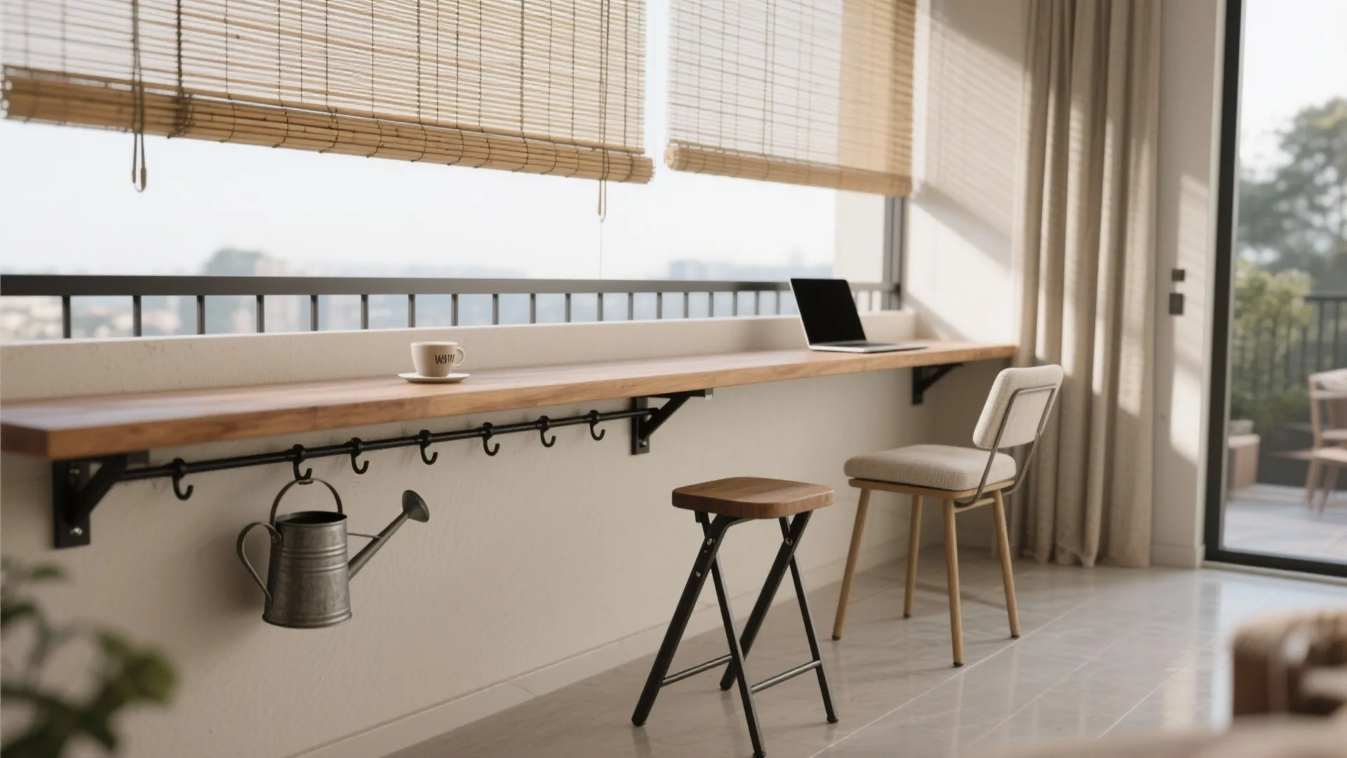 4. Rail Table + Hooks = Work-Sip Perch