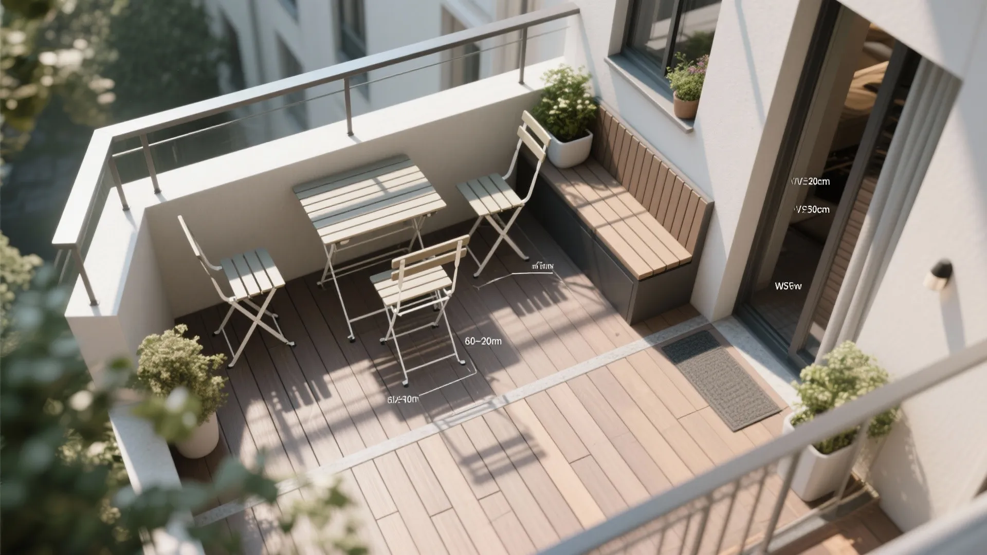 Foldable rail table + nesting stools