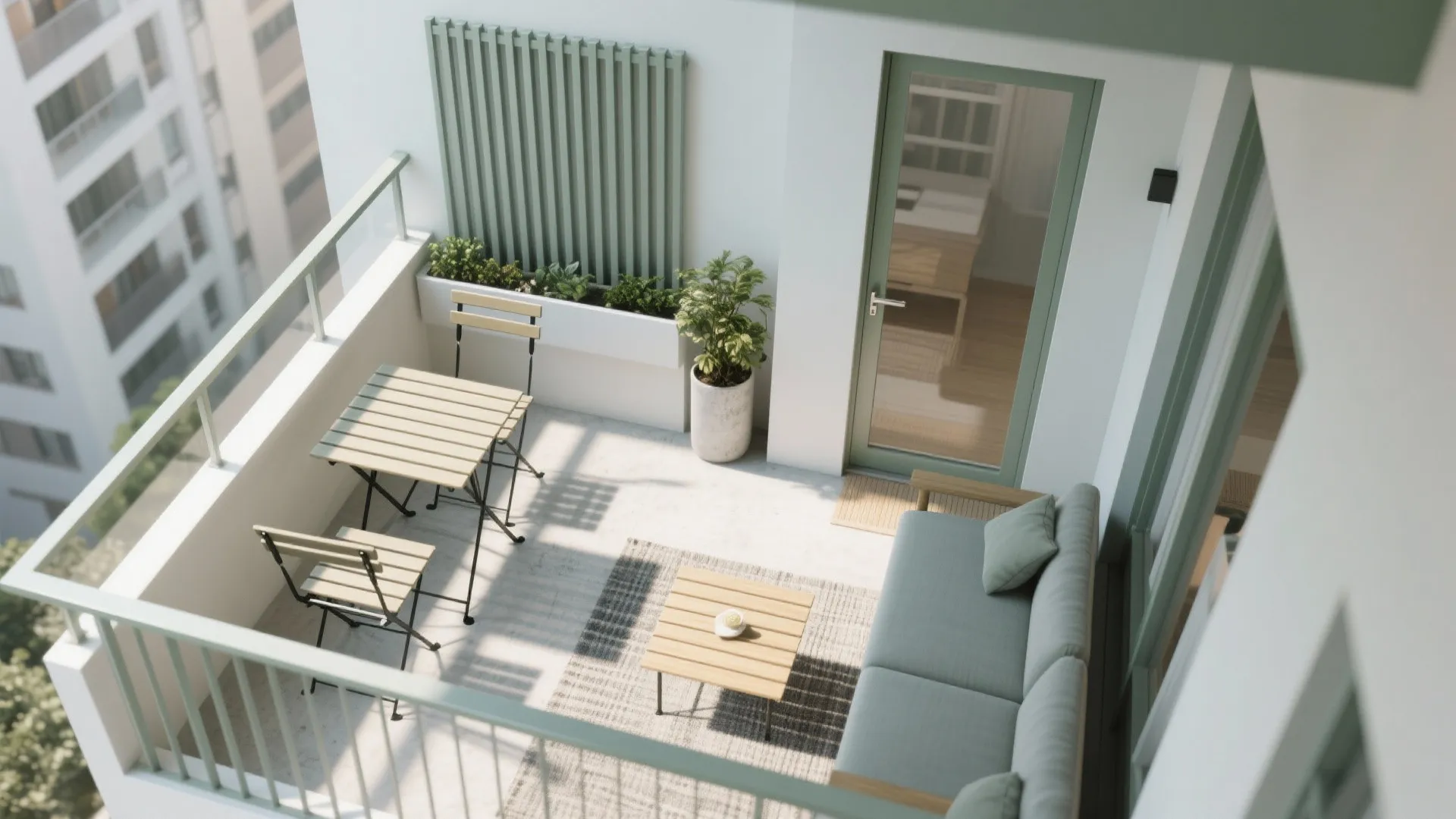 Foldable Rail Table + L-Shaped Zoning (Two Spaces in One)