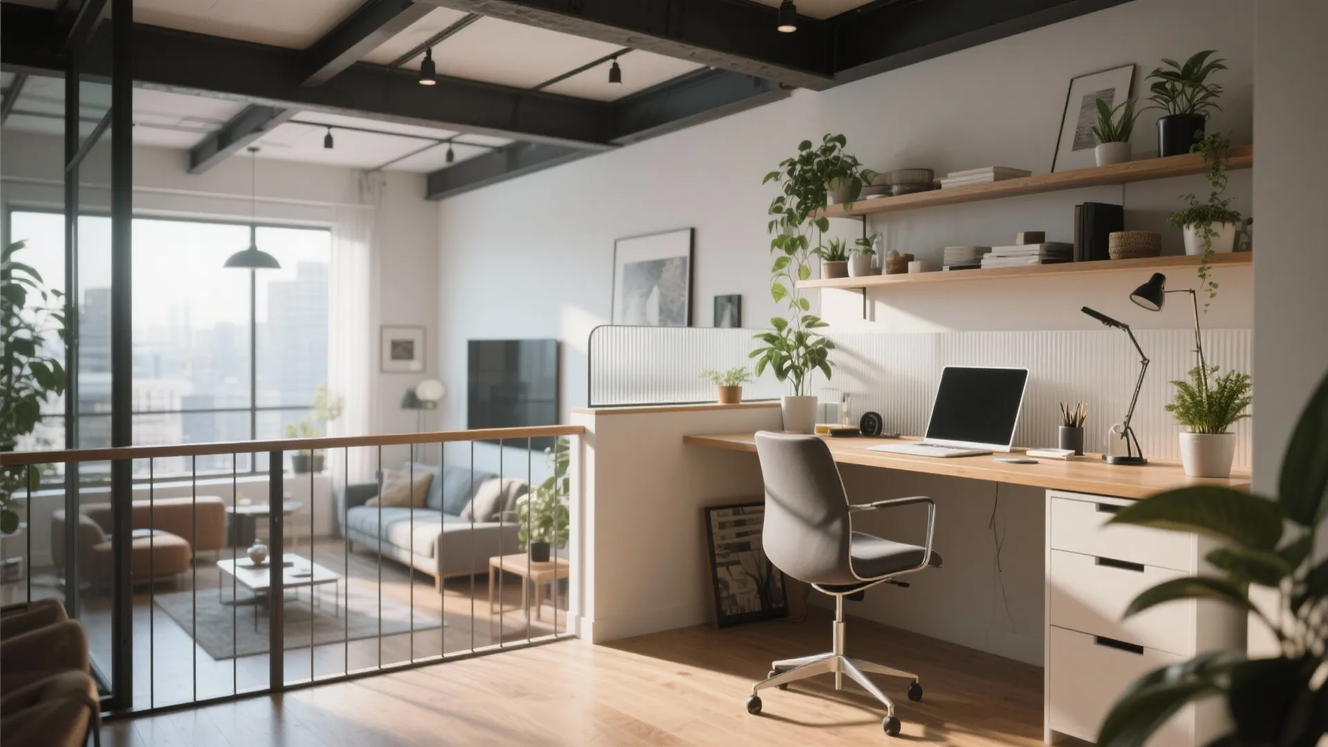 9. Built-In Desk Along the Railing