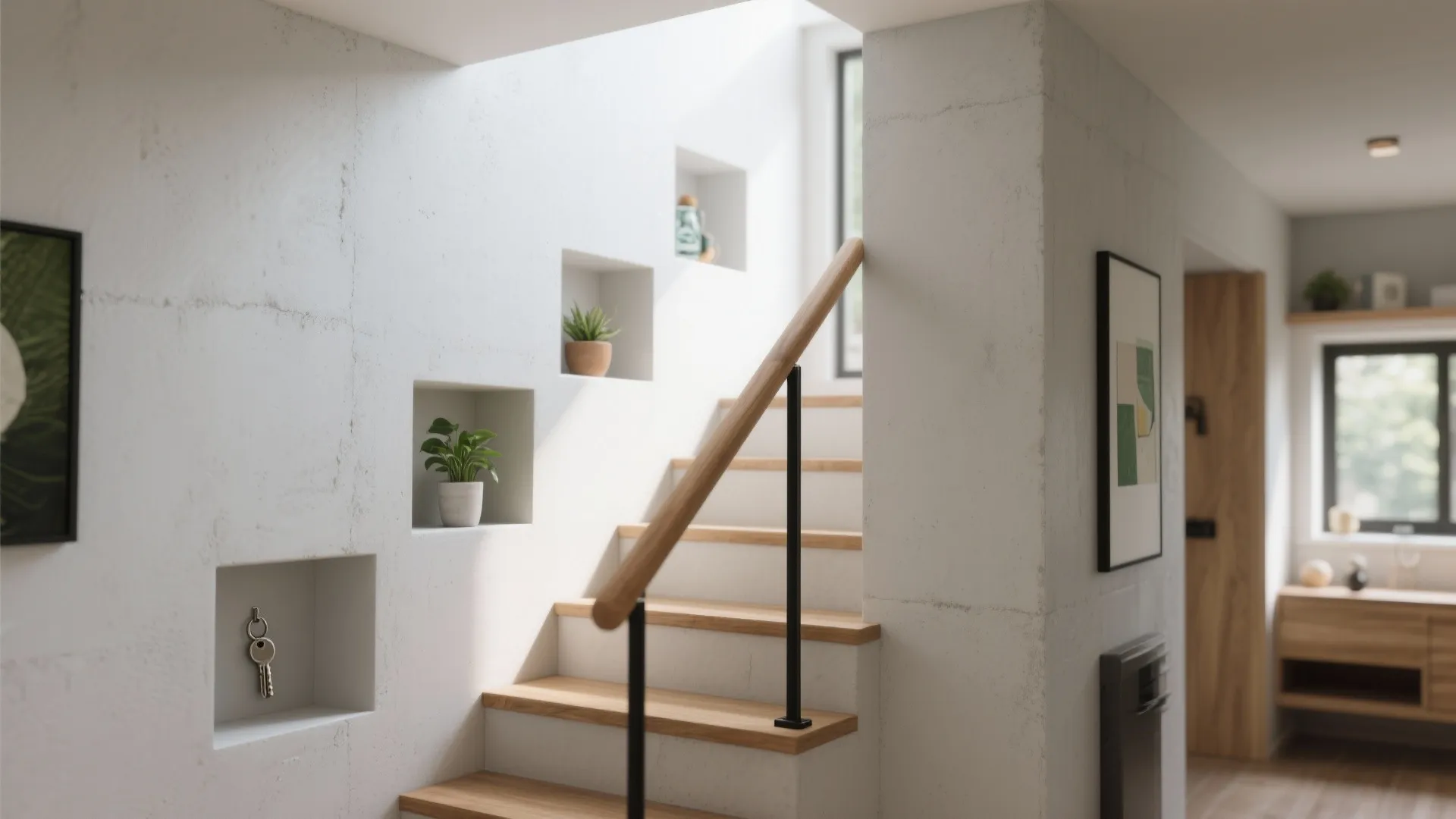 Tip 2: Built-In Niches Along the Railing Wall