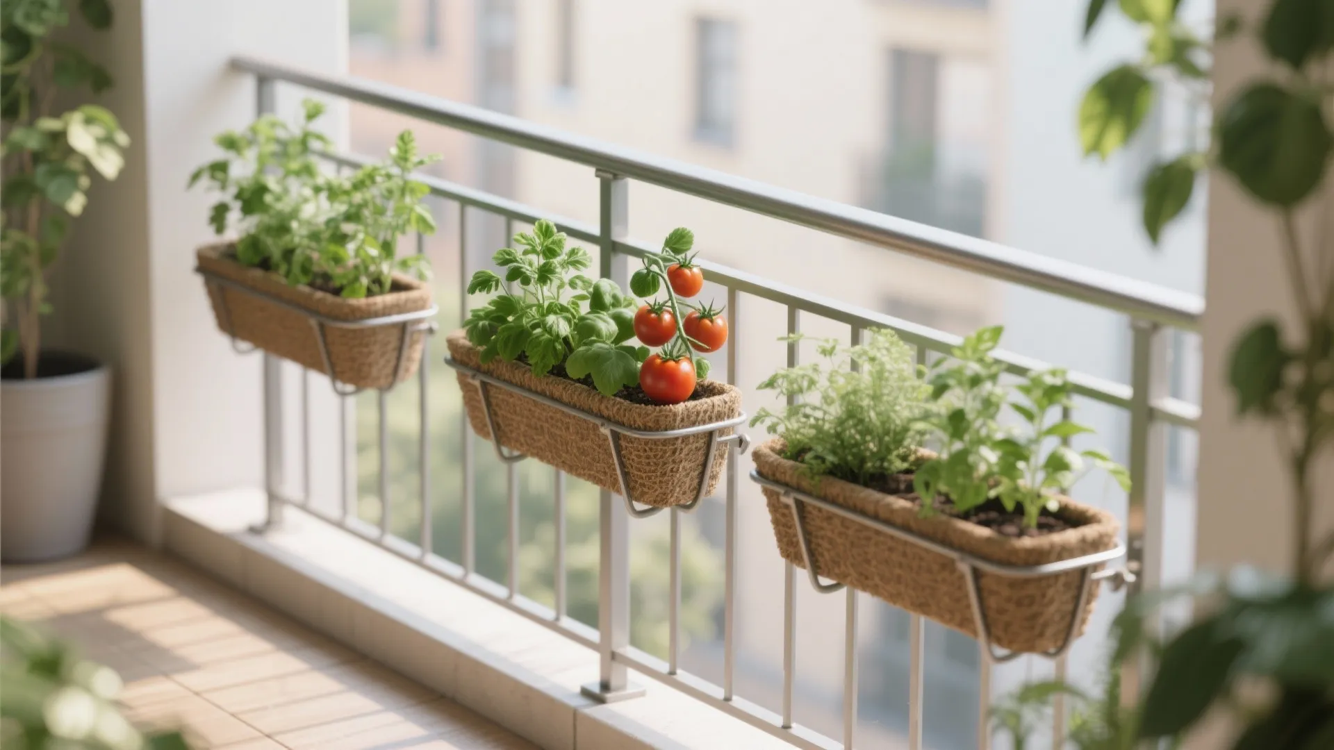 Integrated Planter Brackets on the Railing