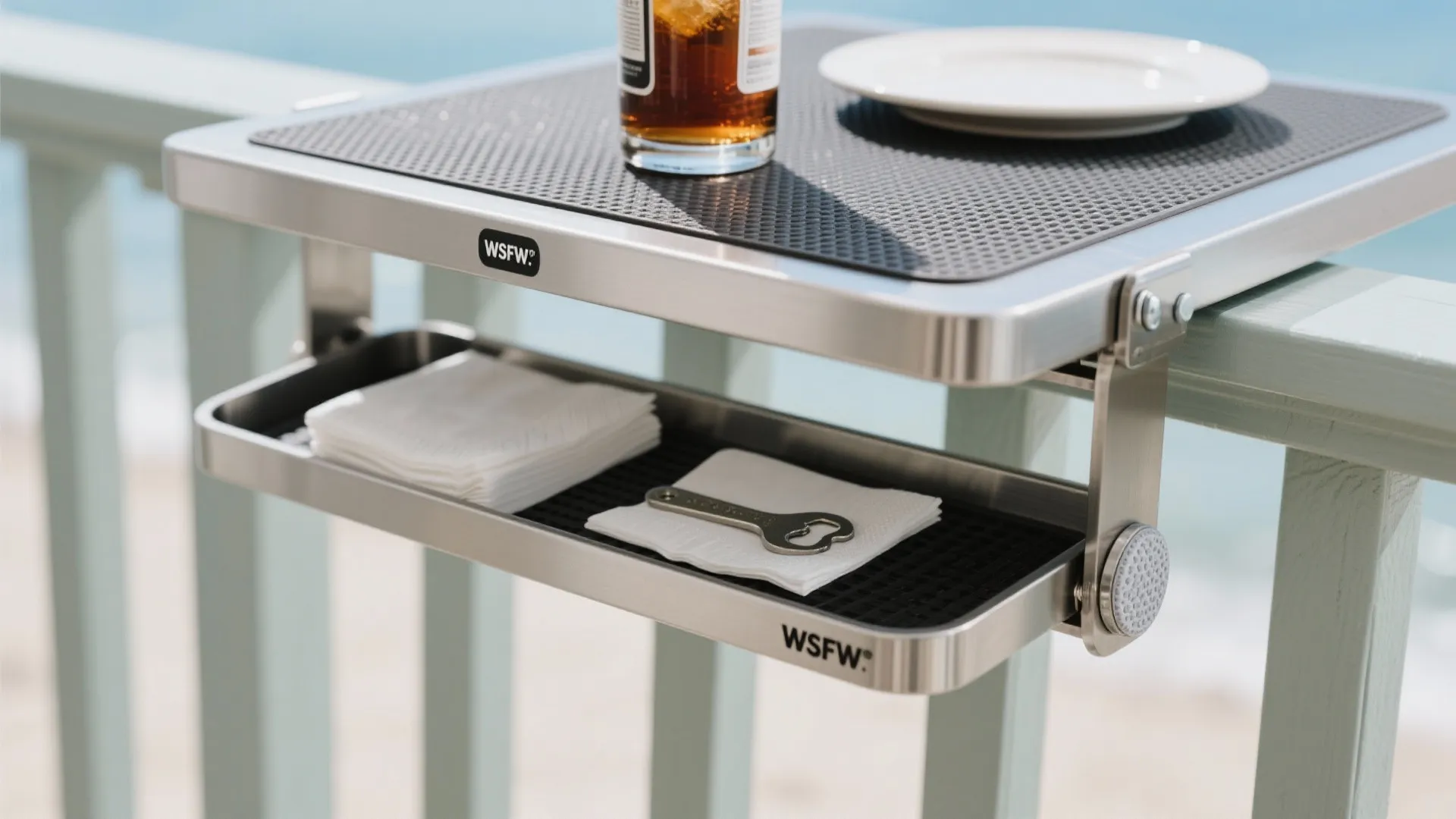 Railing Bar Shelf with Hidden Storage