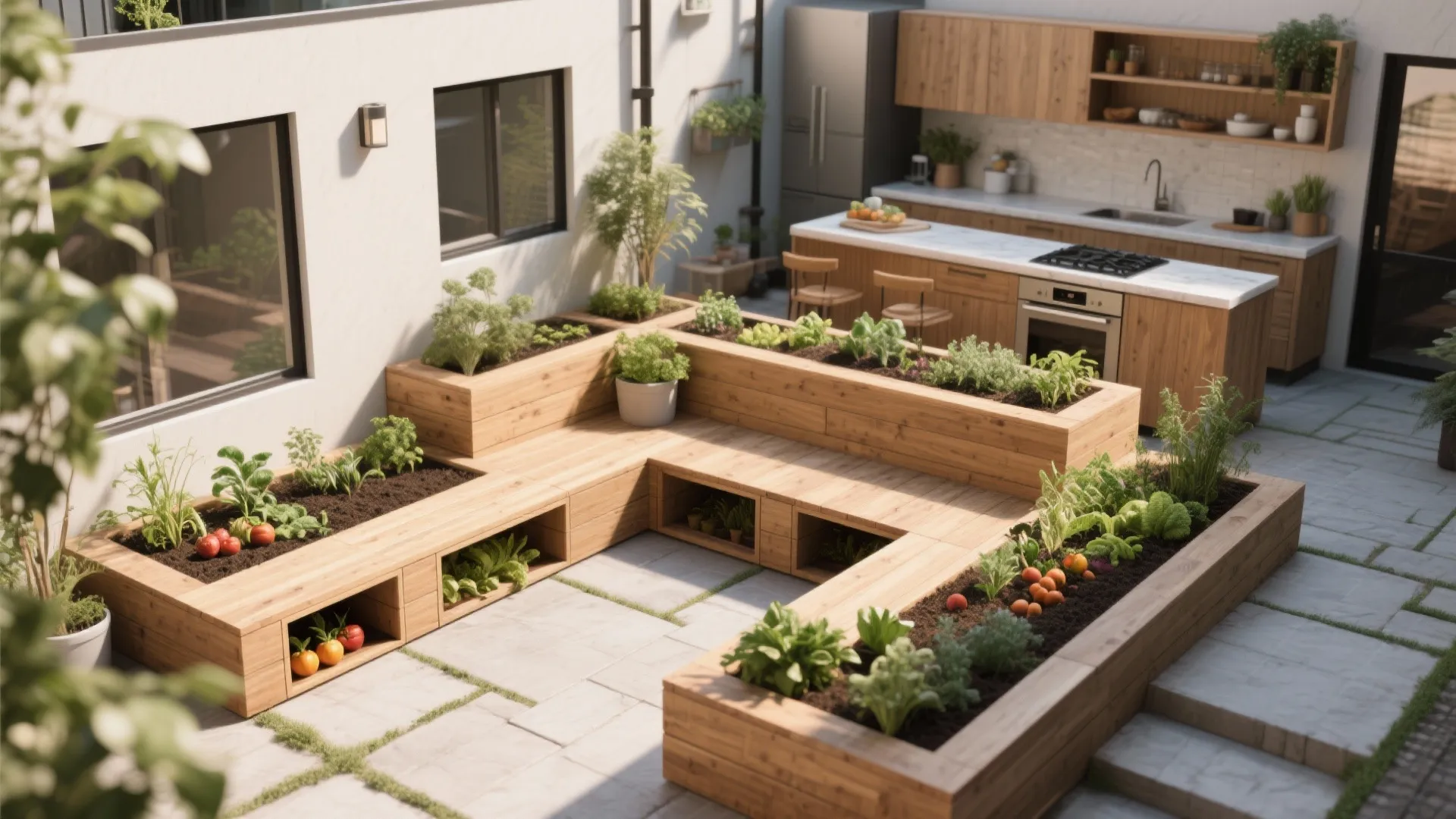 5. Multi-use raised beds and pocket planters
