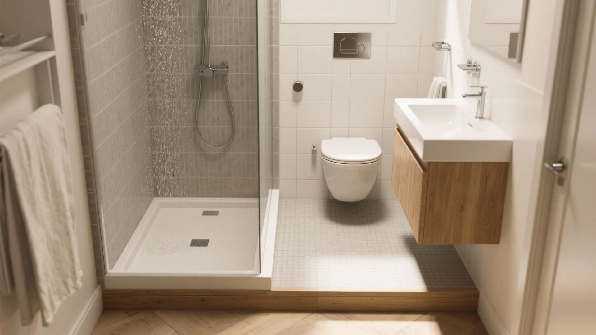 3. Carve out a raised dry zone for fixtures