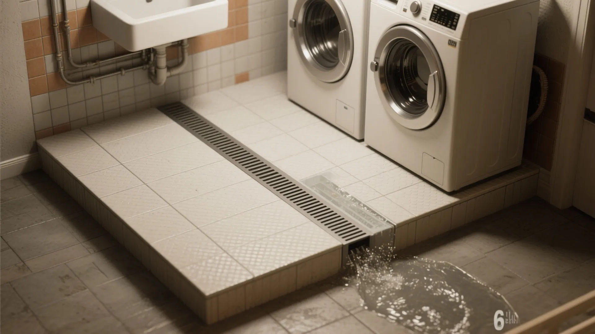 3. Raised platform with a sloped channel drain