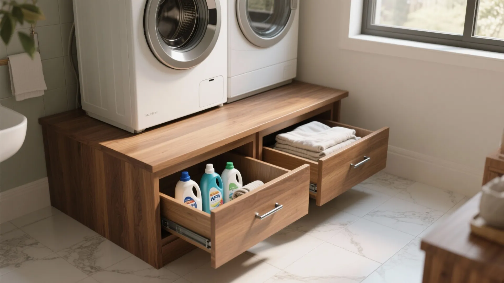 1. Raised platform with built-in storage