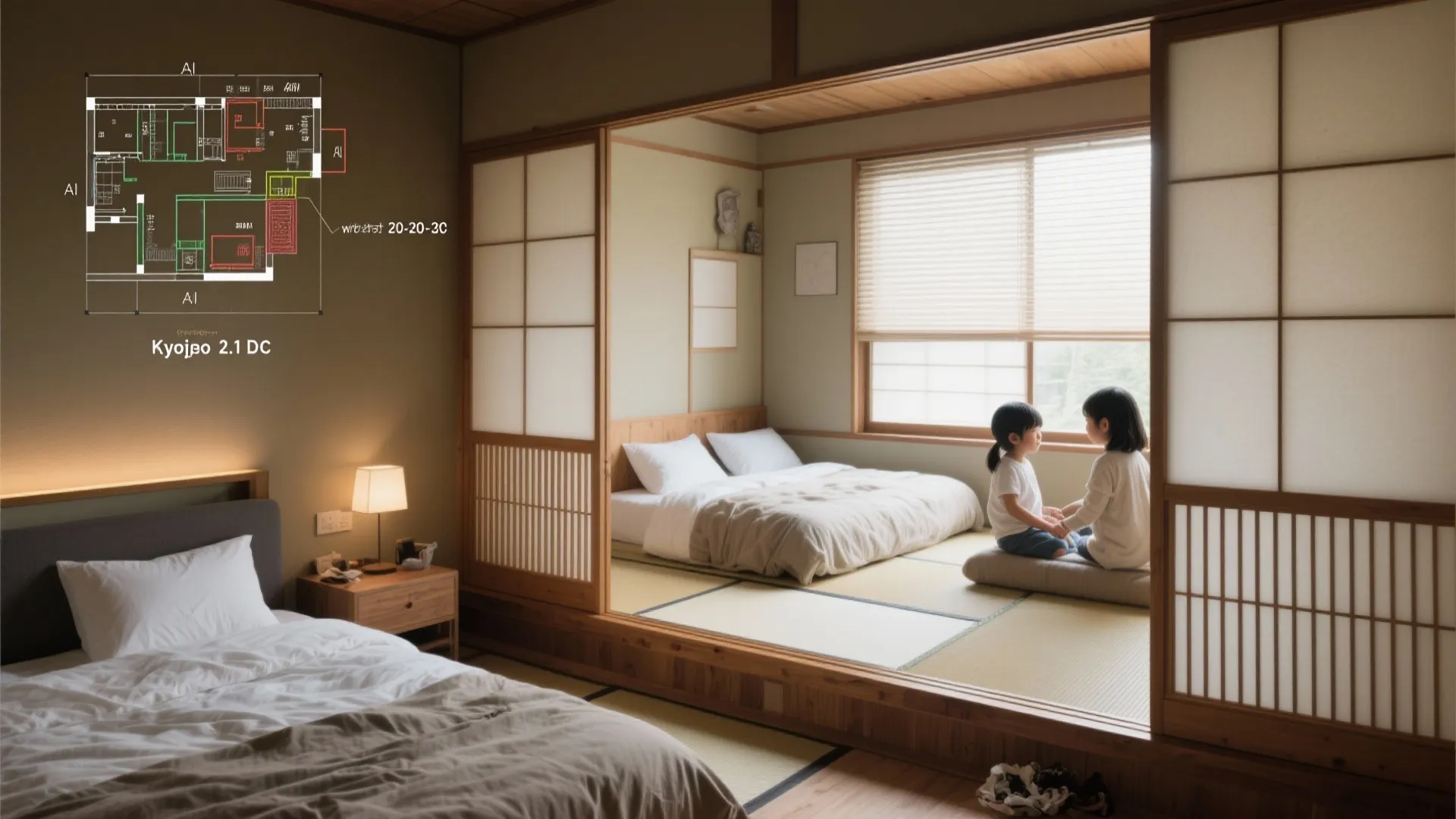 Tips 3: 寝室は段差でゾーン分け、川の字をやめる（日式の間仕切り術）