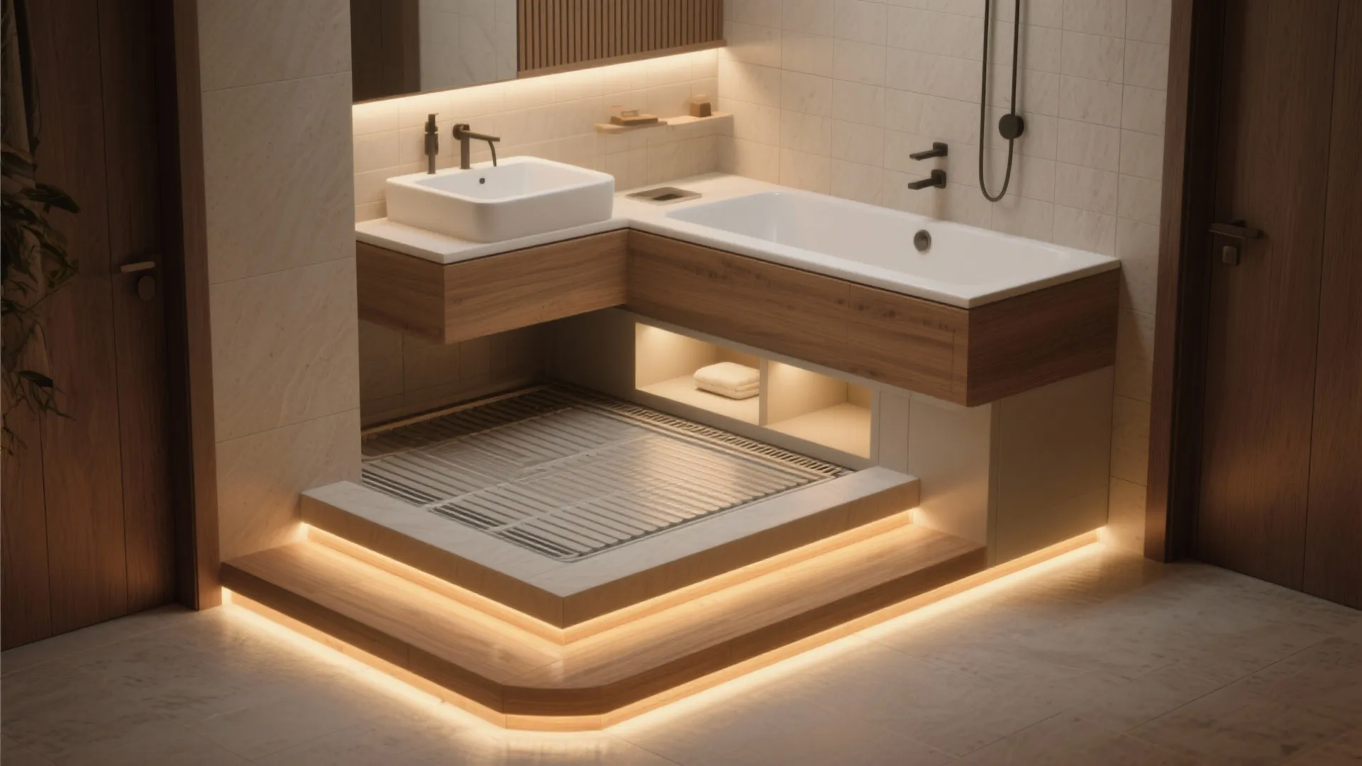 4. Raised platform with integrated heating