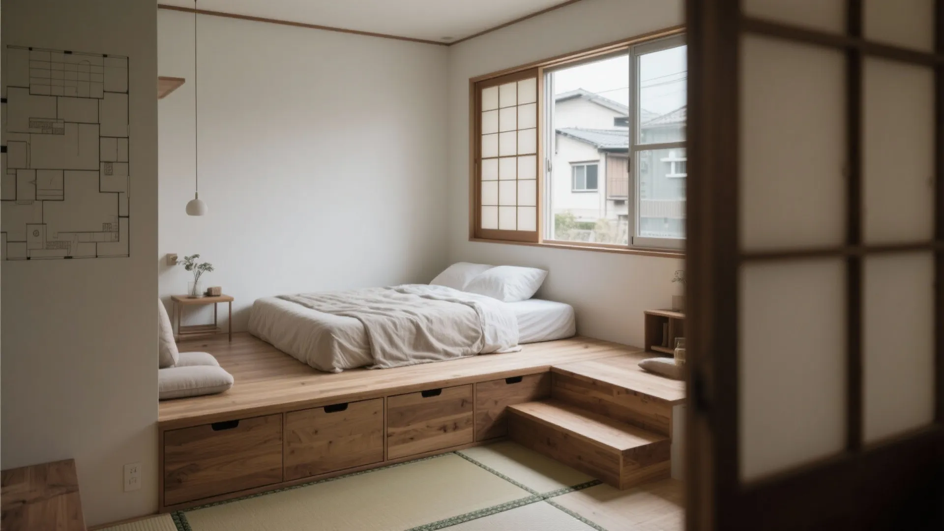 Tips 5: ベッド周りは“段差＋多機能”で居場所を増やす（収納技巧）