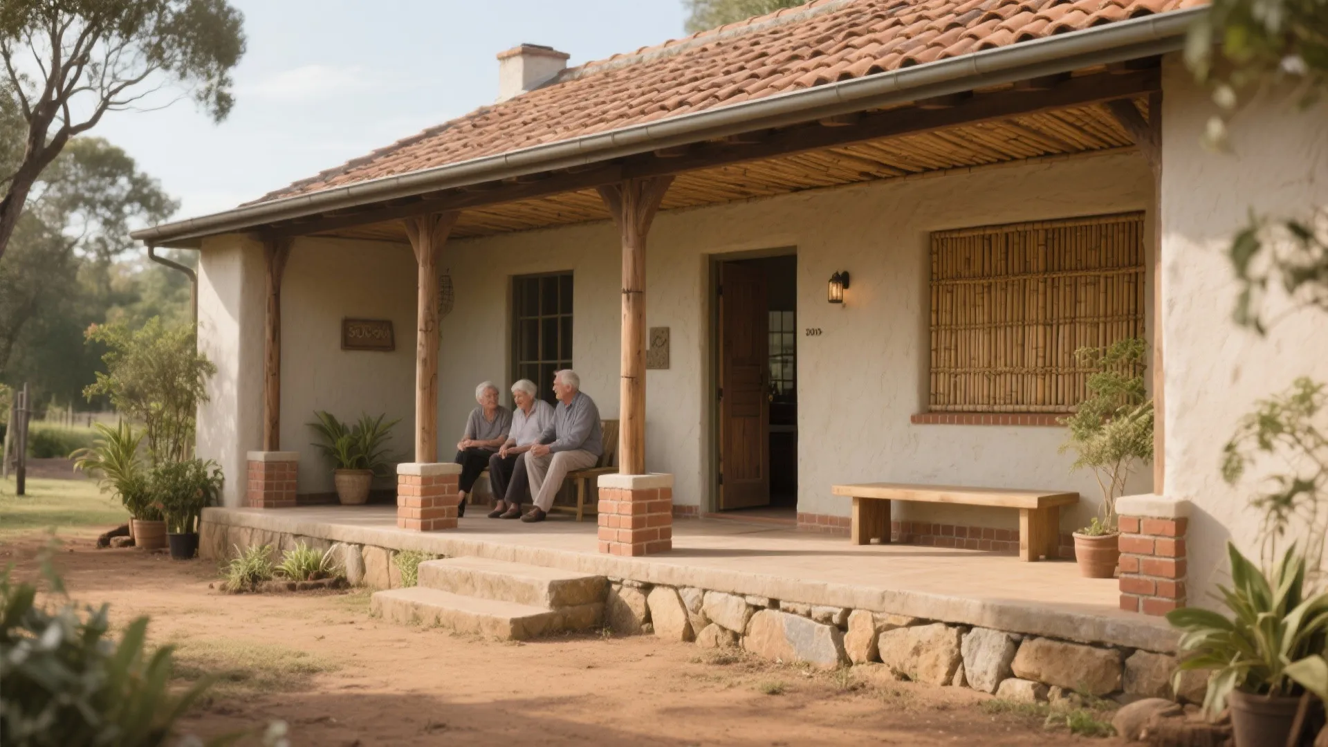 Raised plinth and shaded veranda