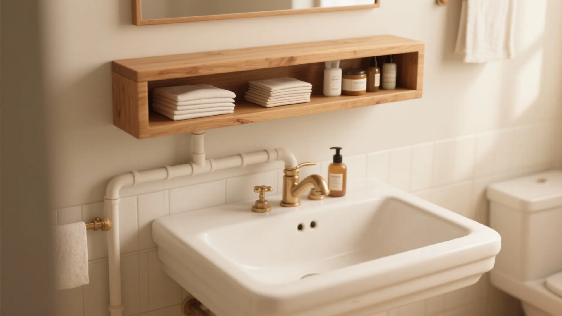 9. Raised Shelf Over Pipes