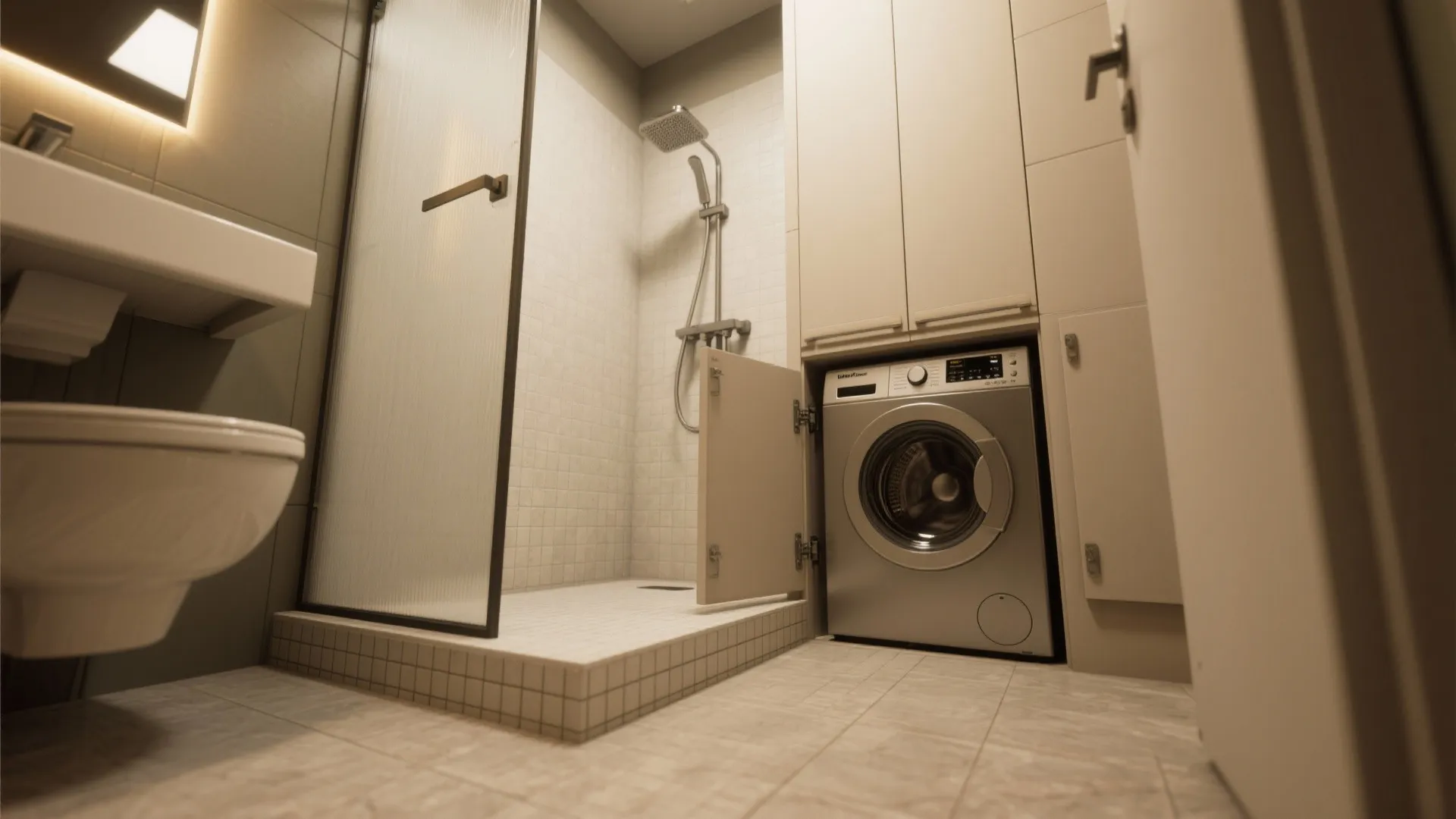 2. Shower-Over-Laundry with a Raised Platform