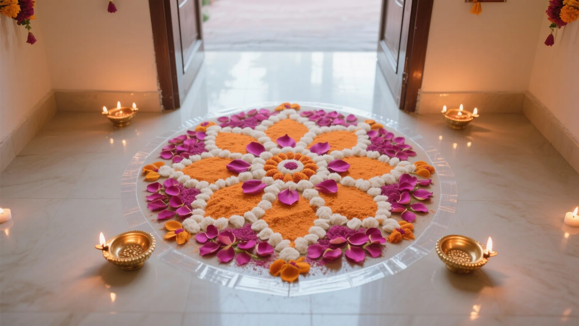 Rangoli with Brass Accents