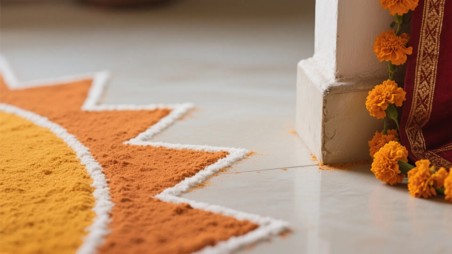 4) Simple Rangoli and Festive Textiles