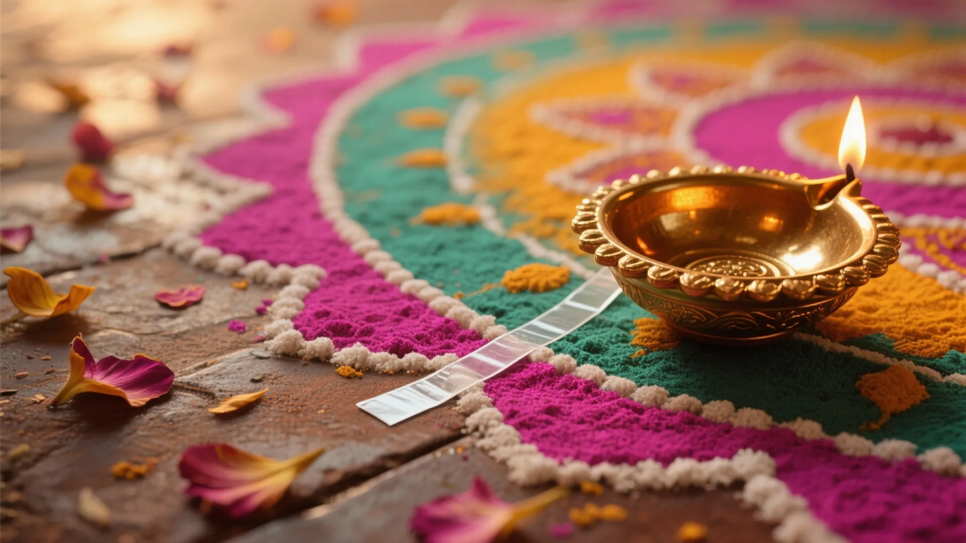 Rangoli Runner with Brass Accents
