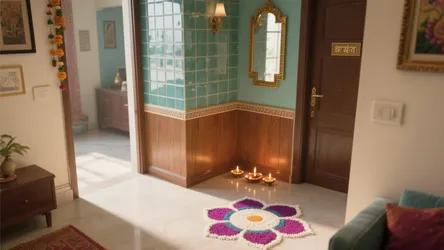 5 ideas for rangoli design near wall