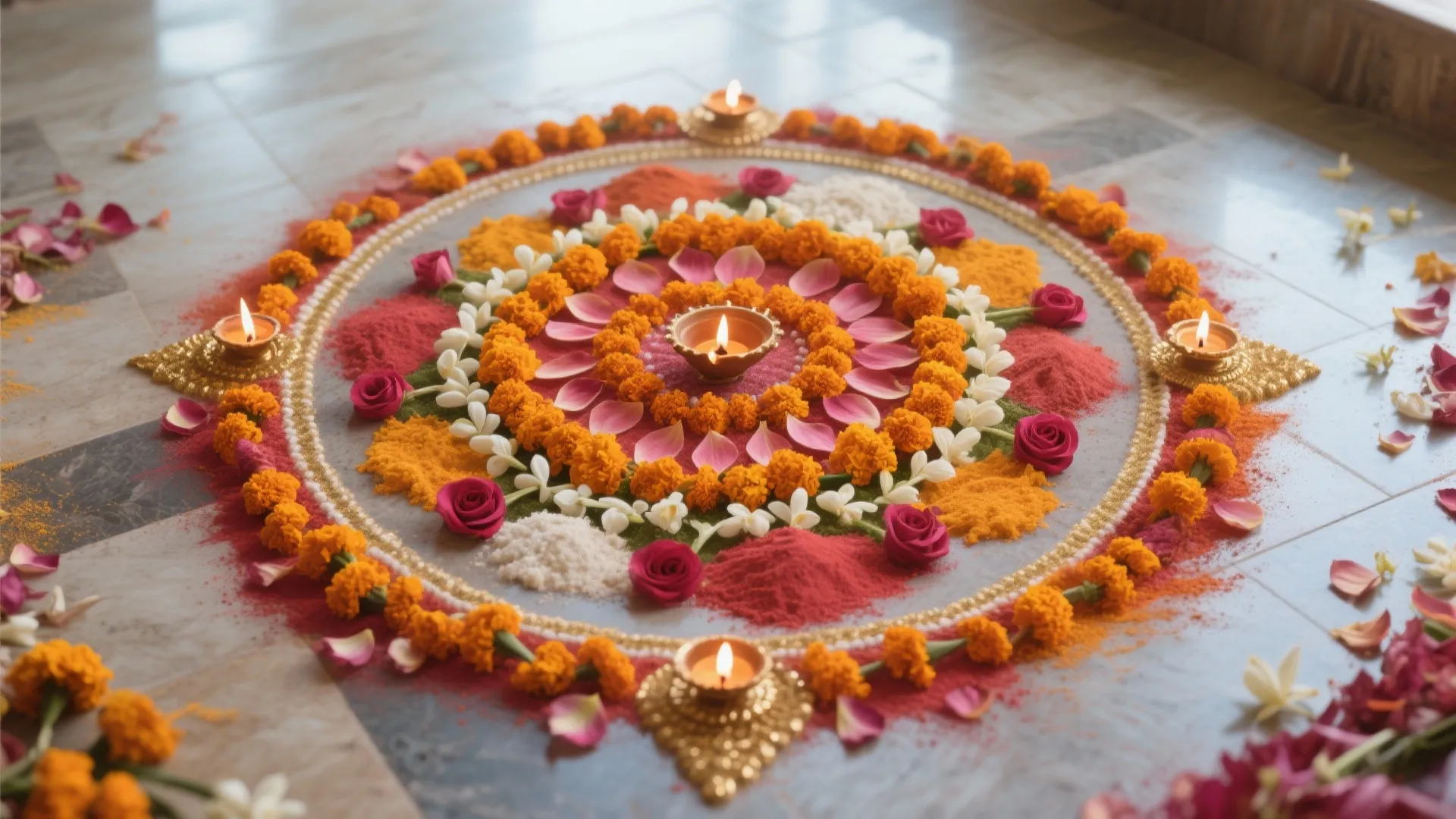 Rangoli and Floral Mandala Layering