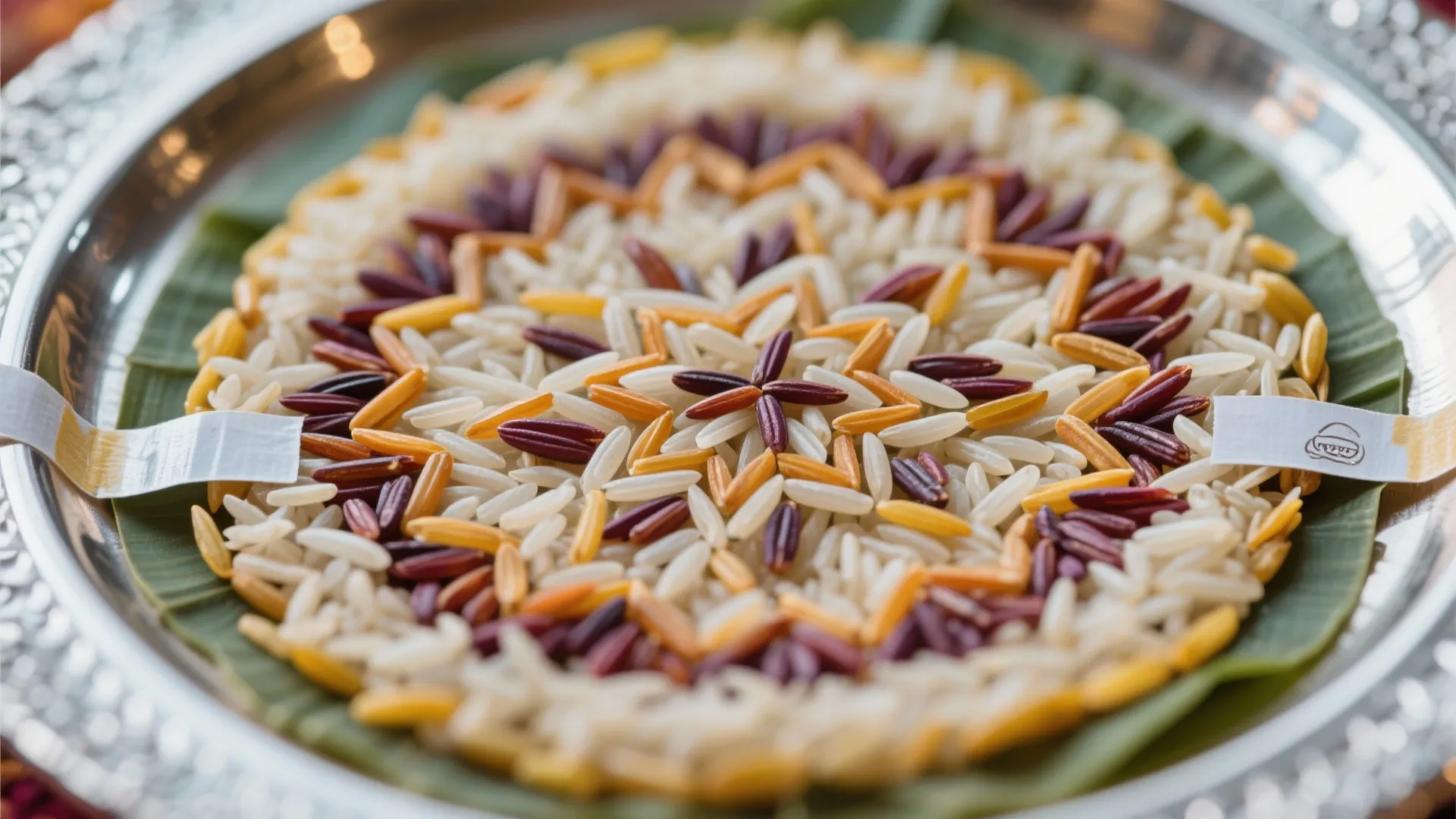 Patterned Rangoli Frame on the Thali