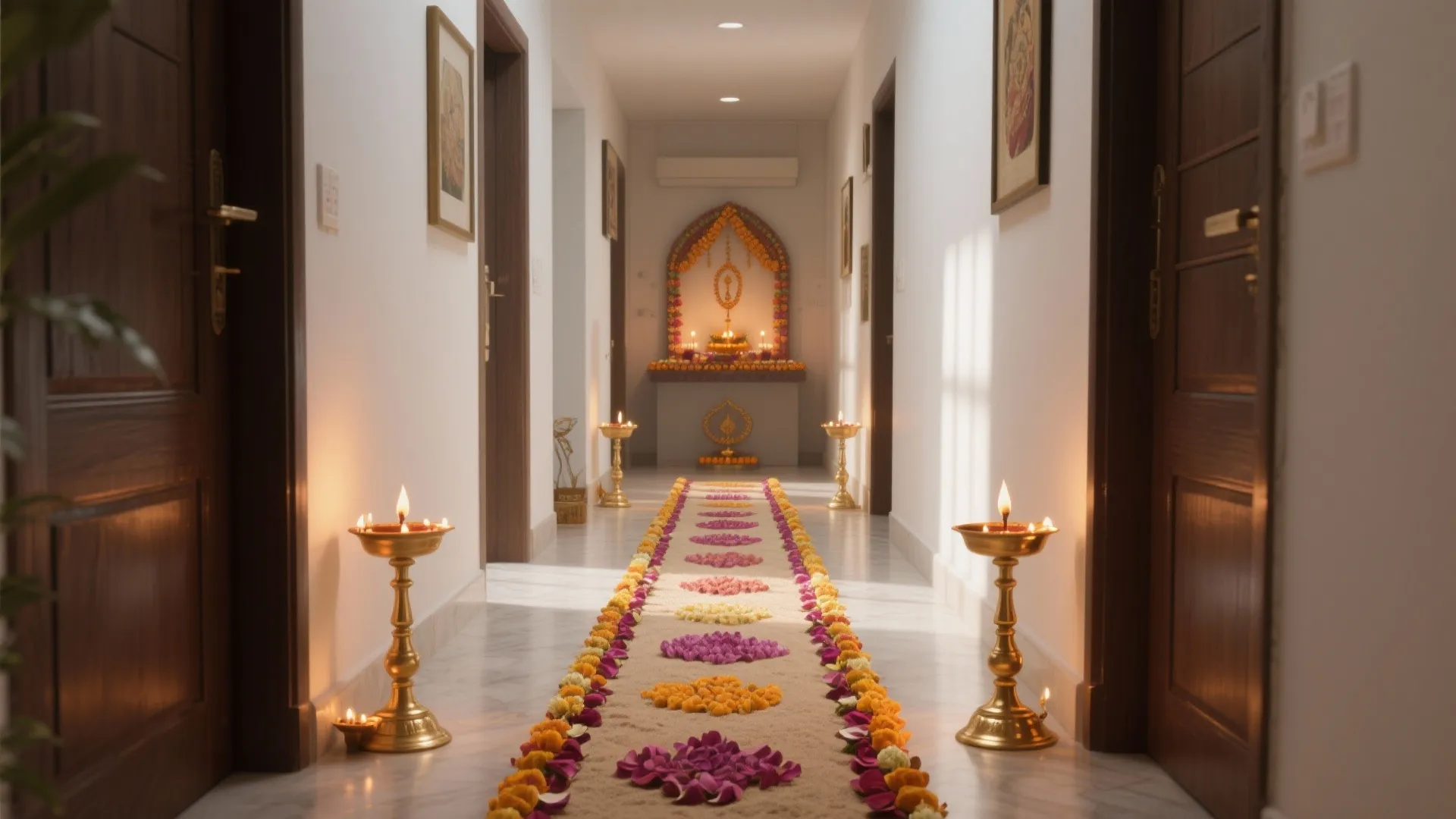 Rangoli Runner with Brass Accents