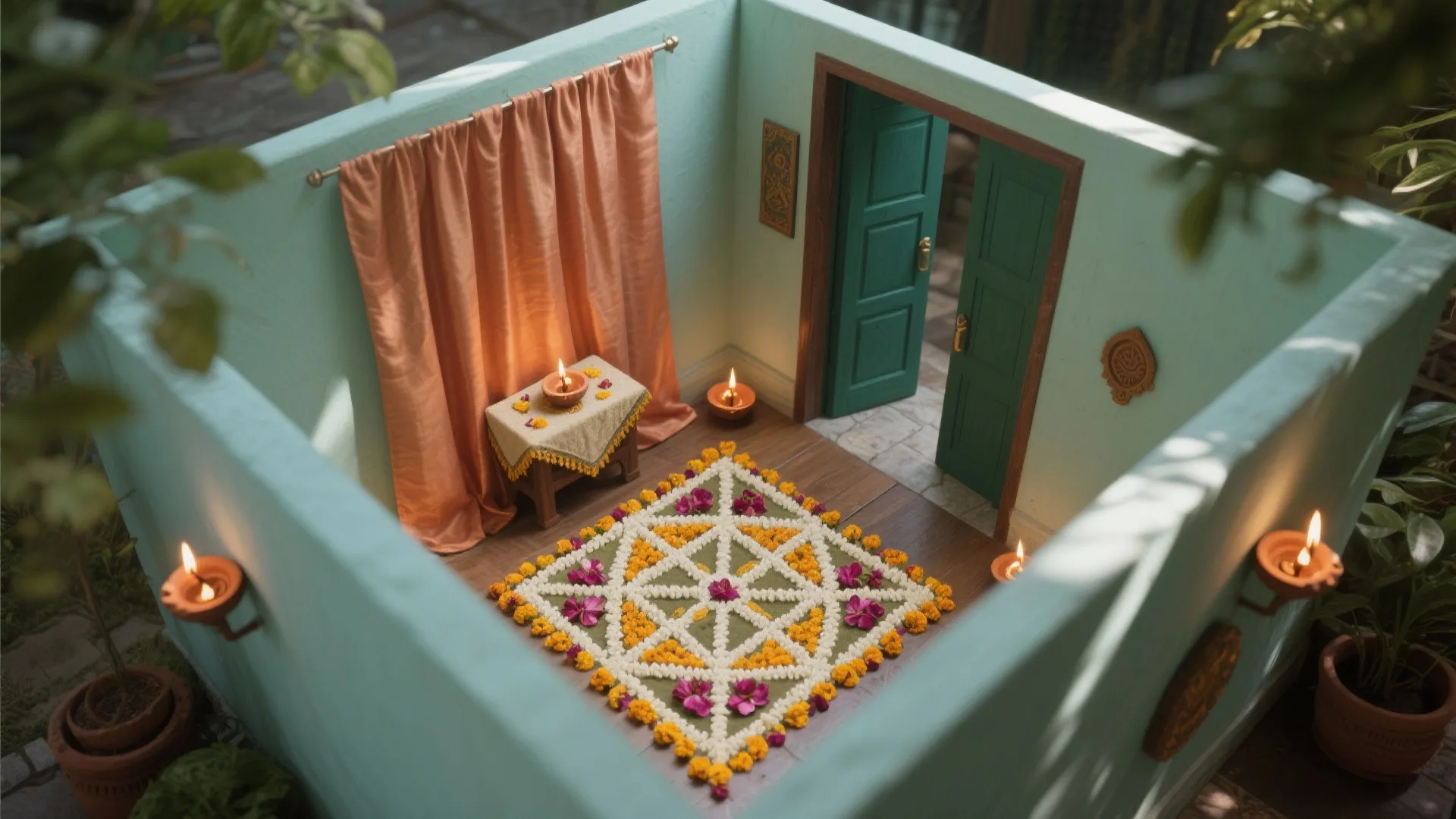 Rangoli Geometry And Fabric Backdrops