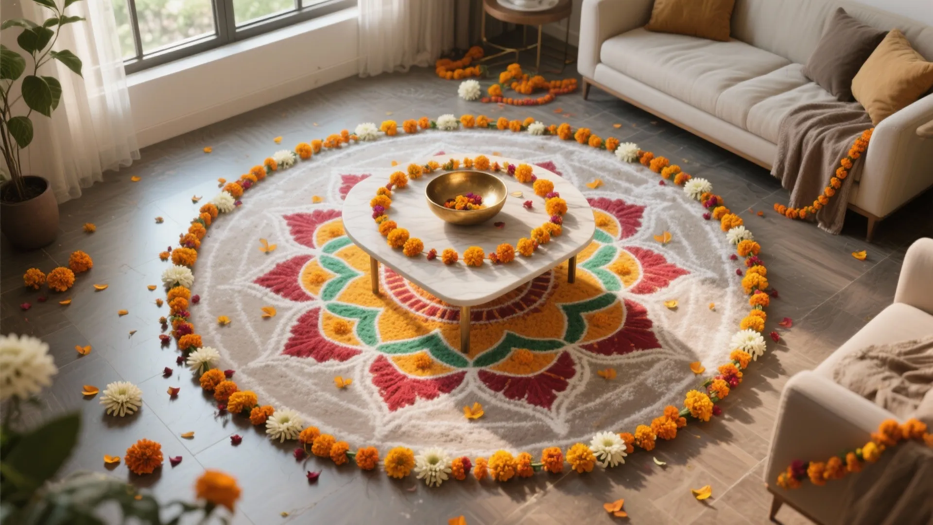 A Statement Rangoli Zone You Can Reset Daily