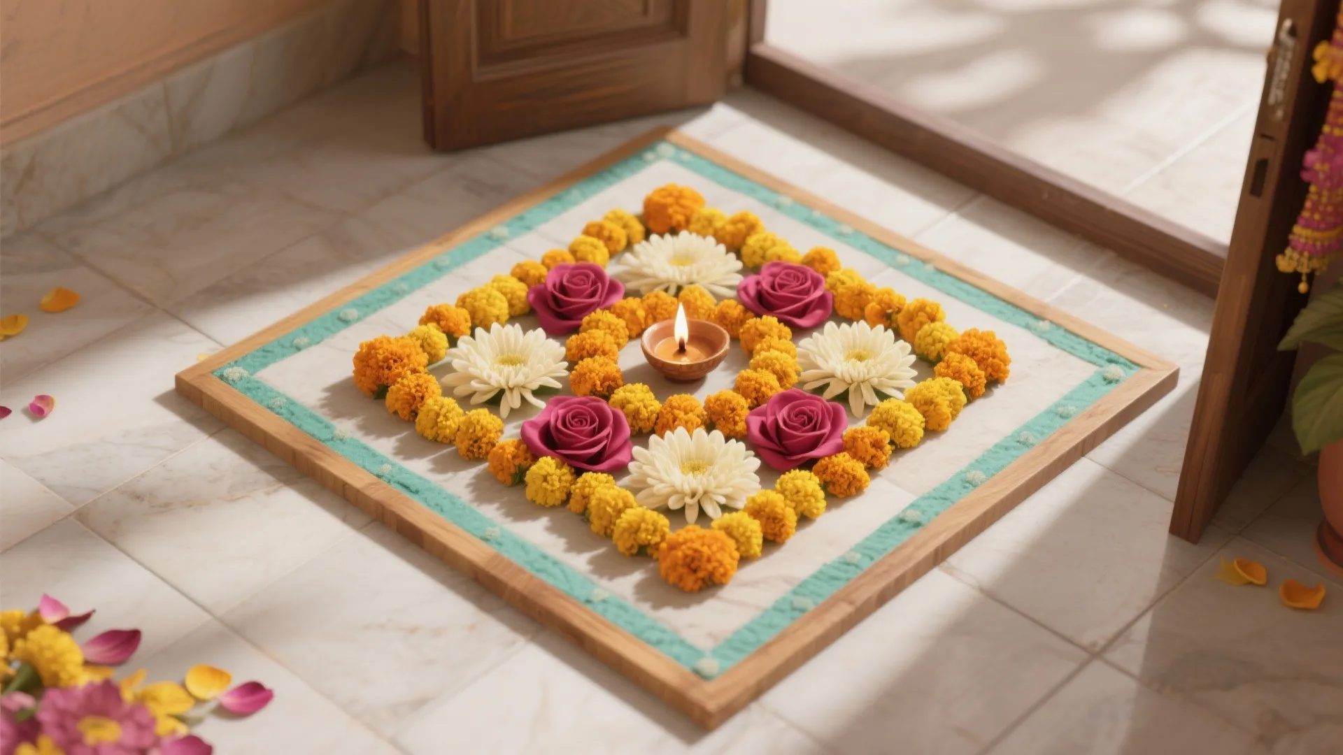 Rangoli Corner: Petals, Powders, and Kid-Safe Borders