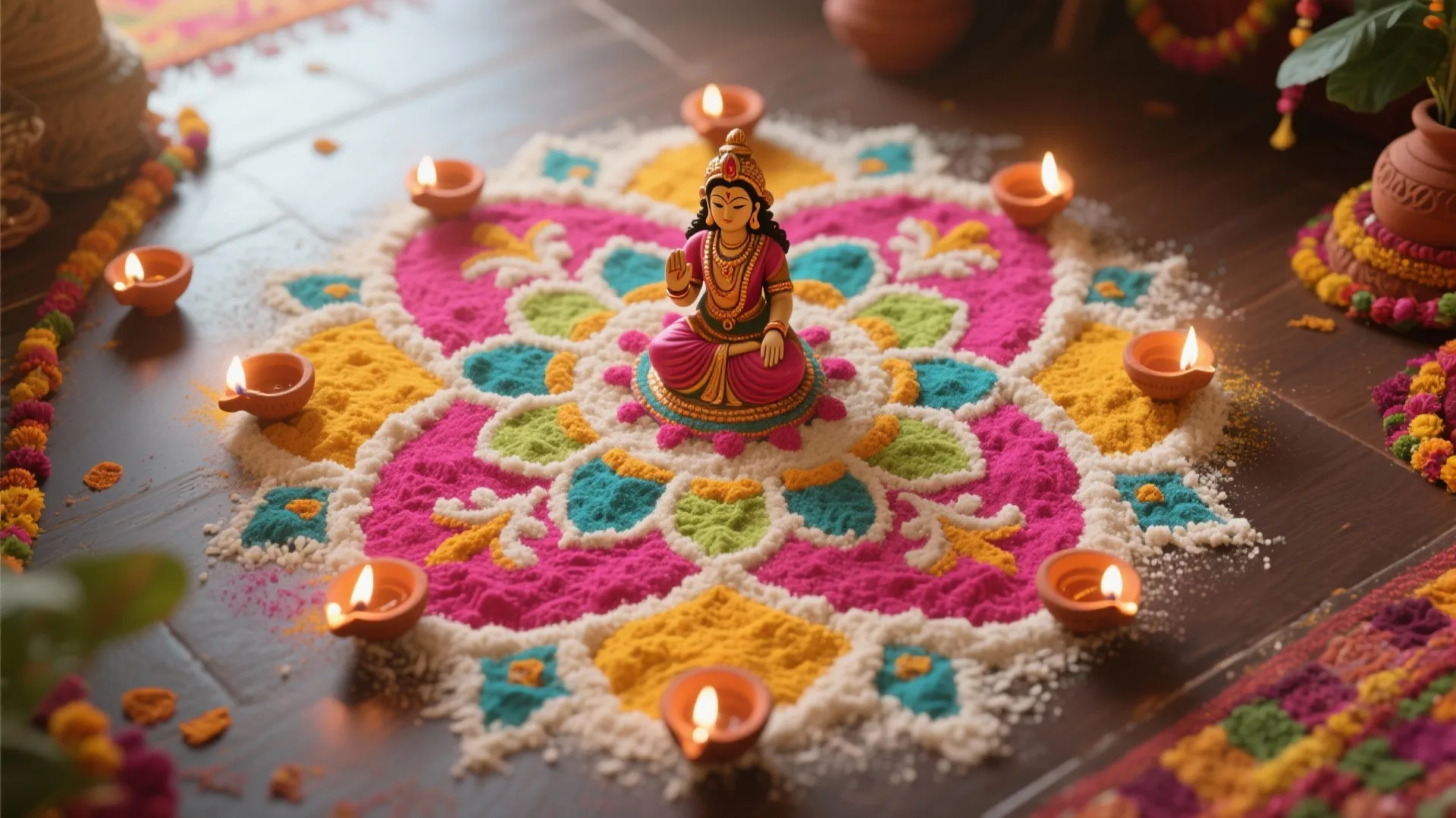 Rangoli with Diyas