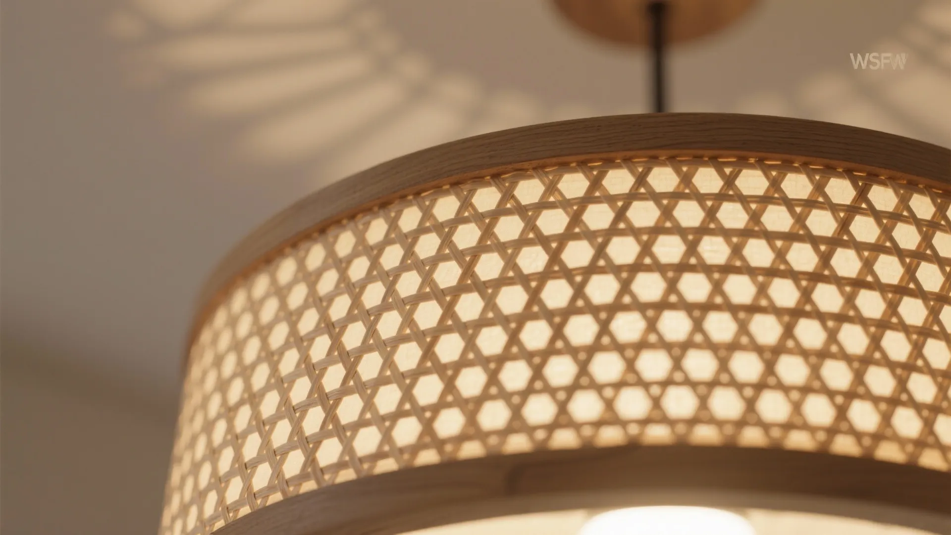 3) Woven Rattan Drum with Wood Accents