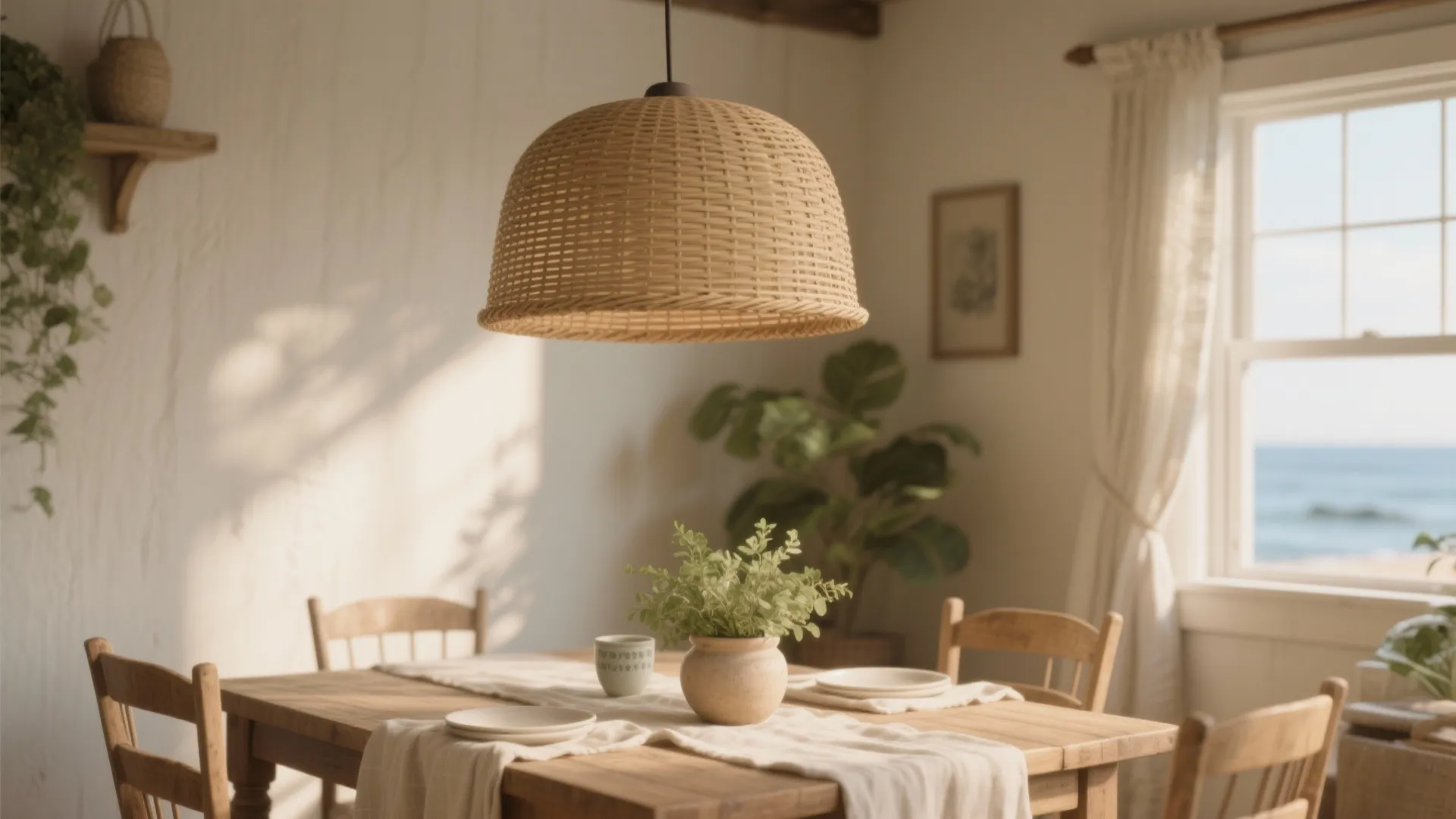 3. Woven Rattan Drum Shade