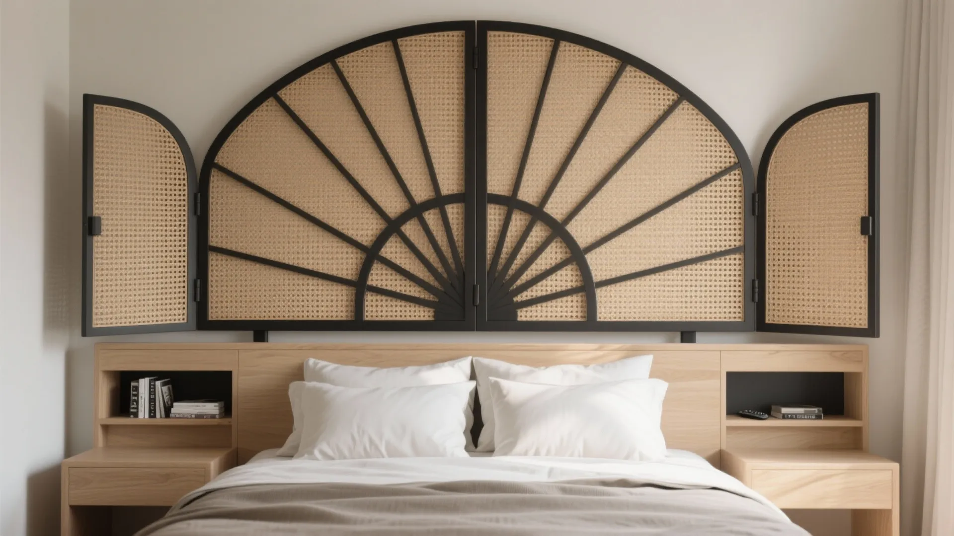 Woven Rattan Fan Panels with Hidden Storage