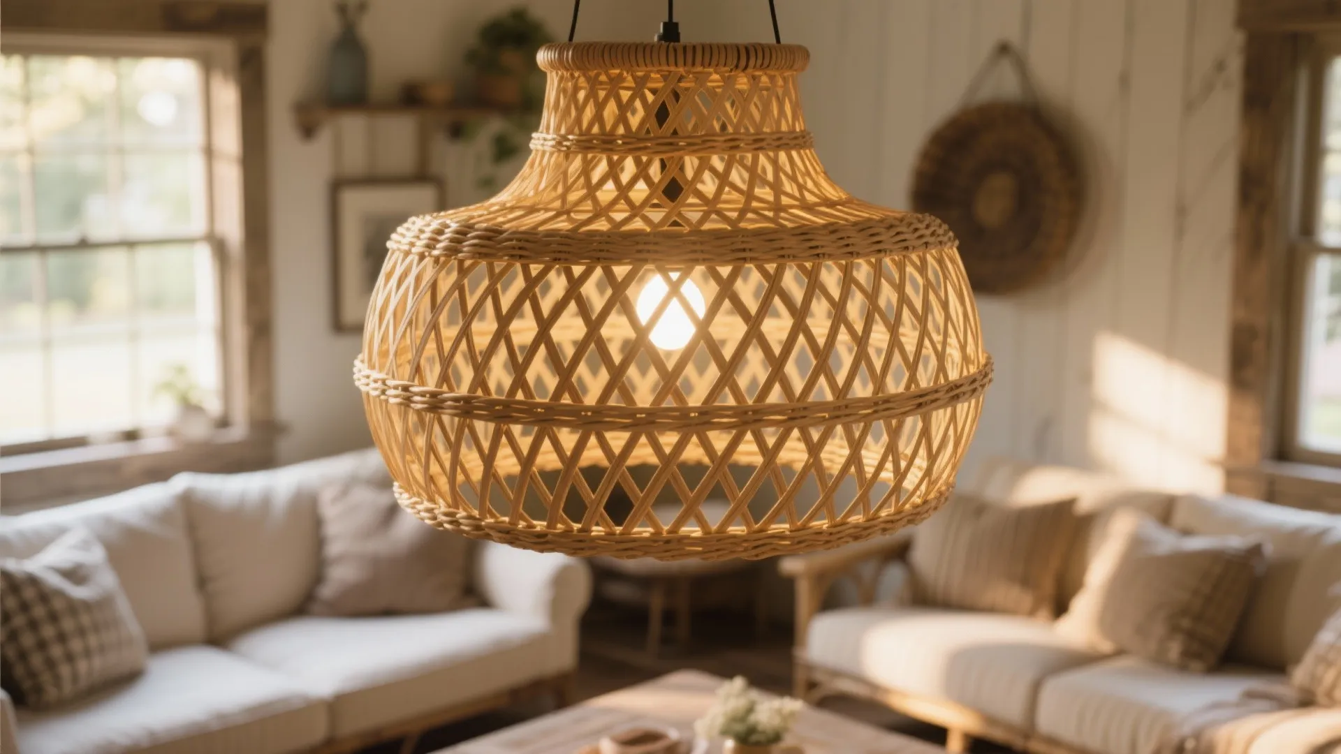 7. Statement Lighting in Natural Materials