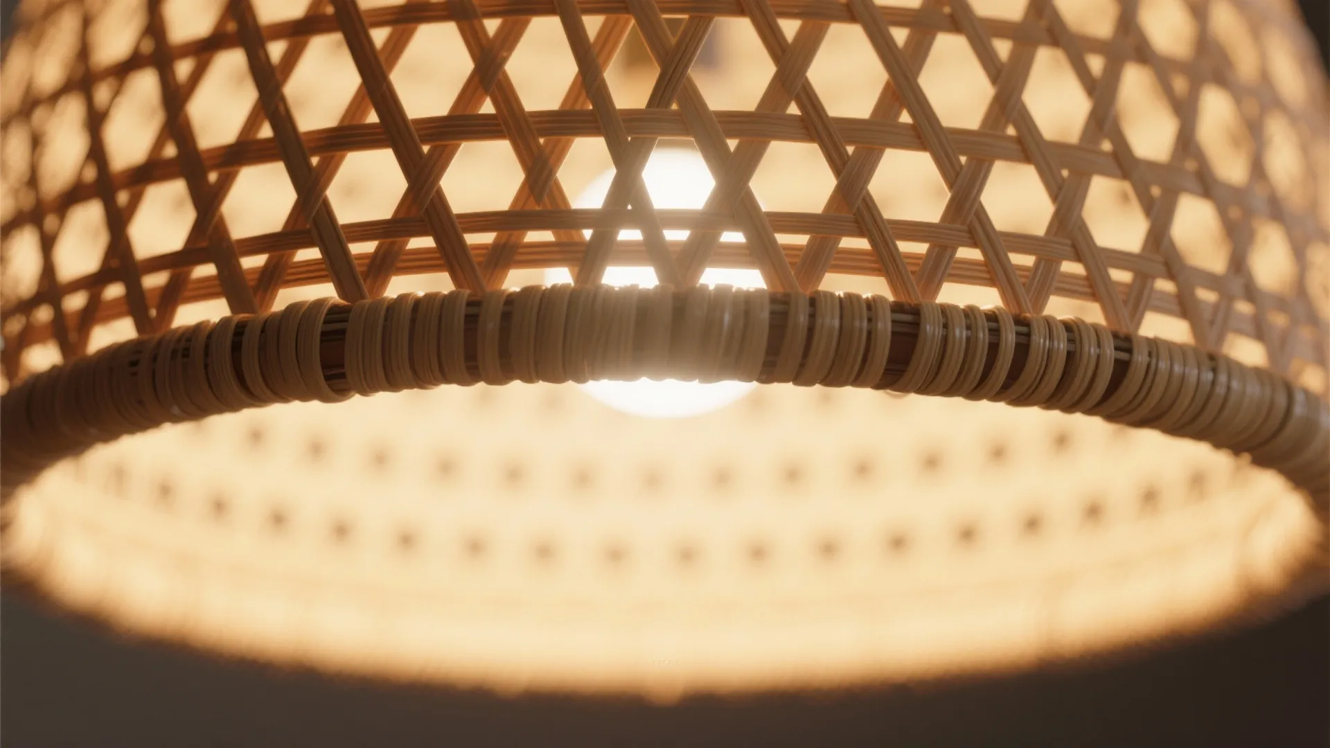 Warm wood and woven pendants for texture and comfort