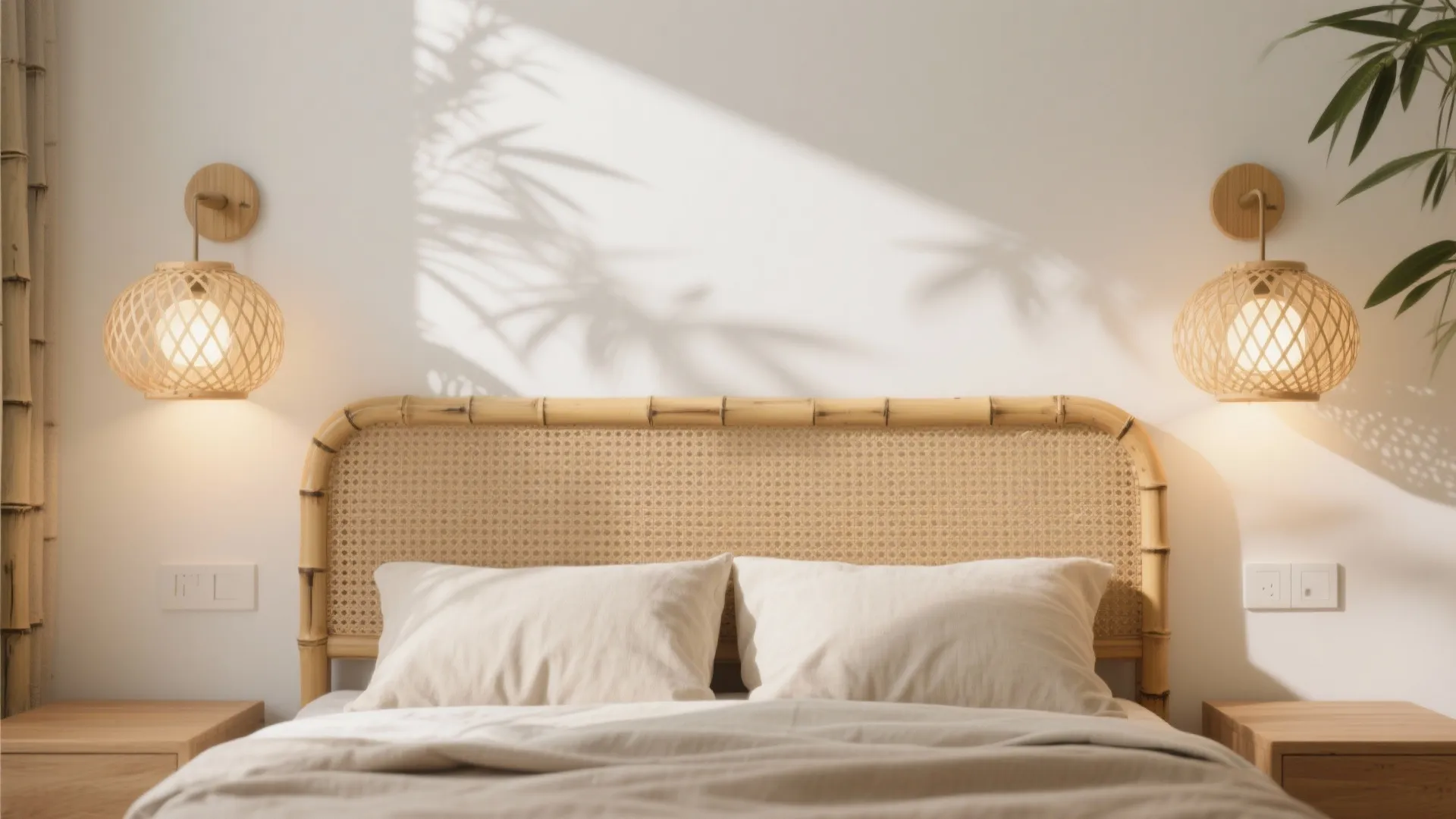 Rattan-Weave Shades for Texture and Shadow Play