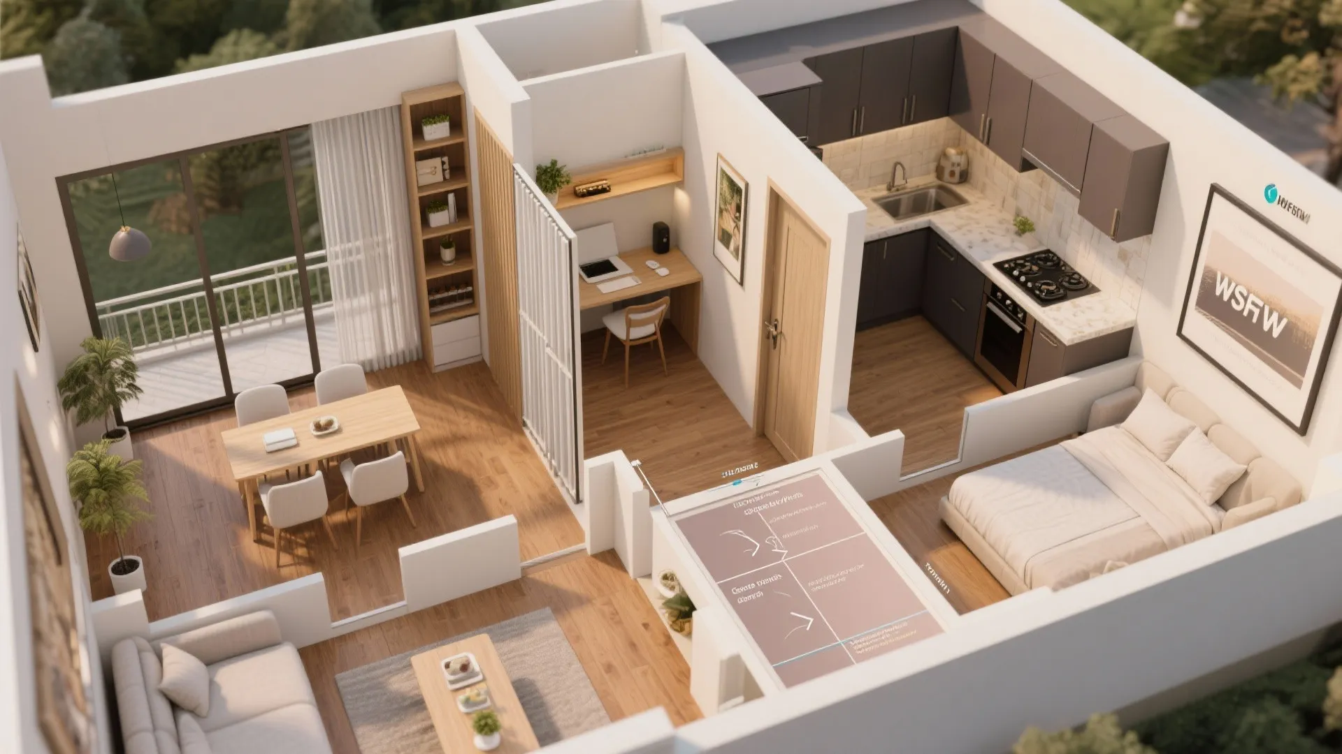 A flexible 3 BHK layout that supports WFH and guests