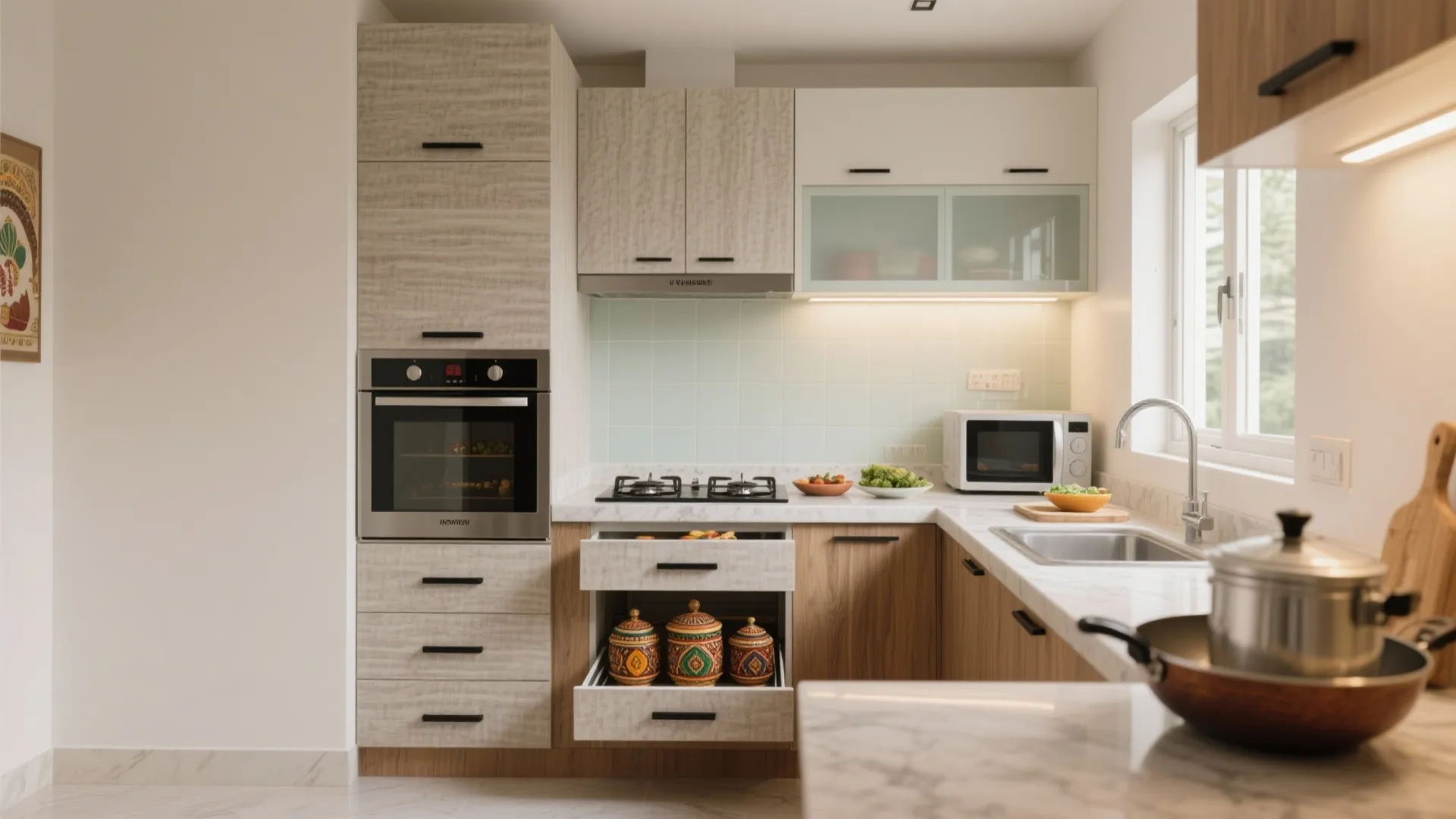 Minimalist kitchen storage that actually fits Indian cooking