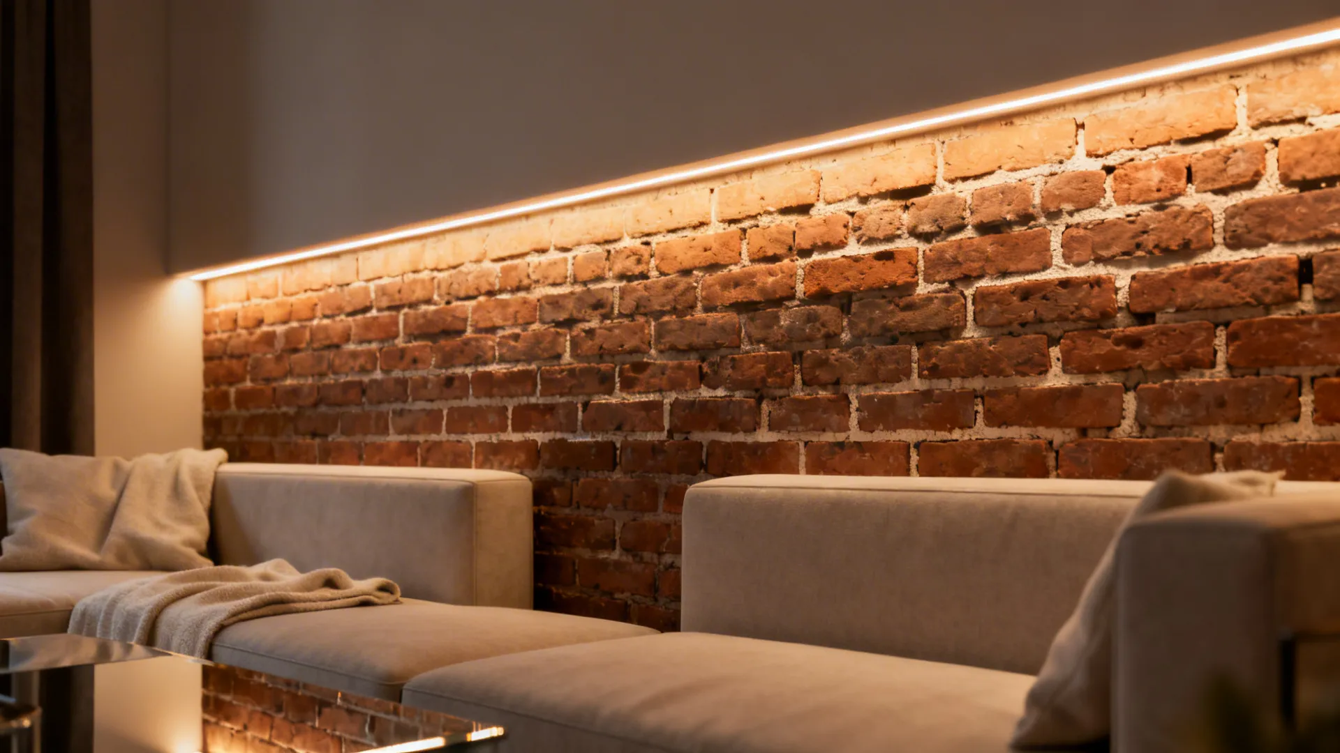 1. Keep it Raw: Exposed Brick with Warm Lighting