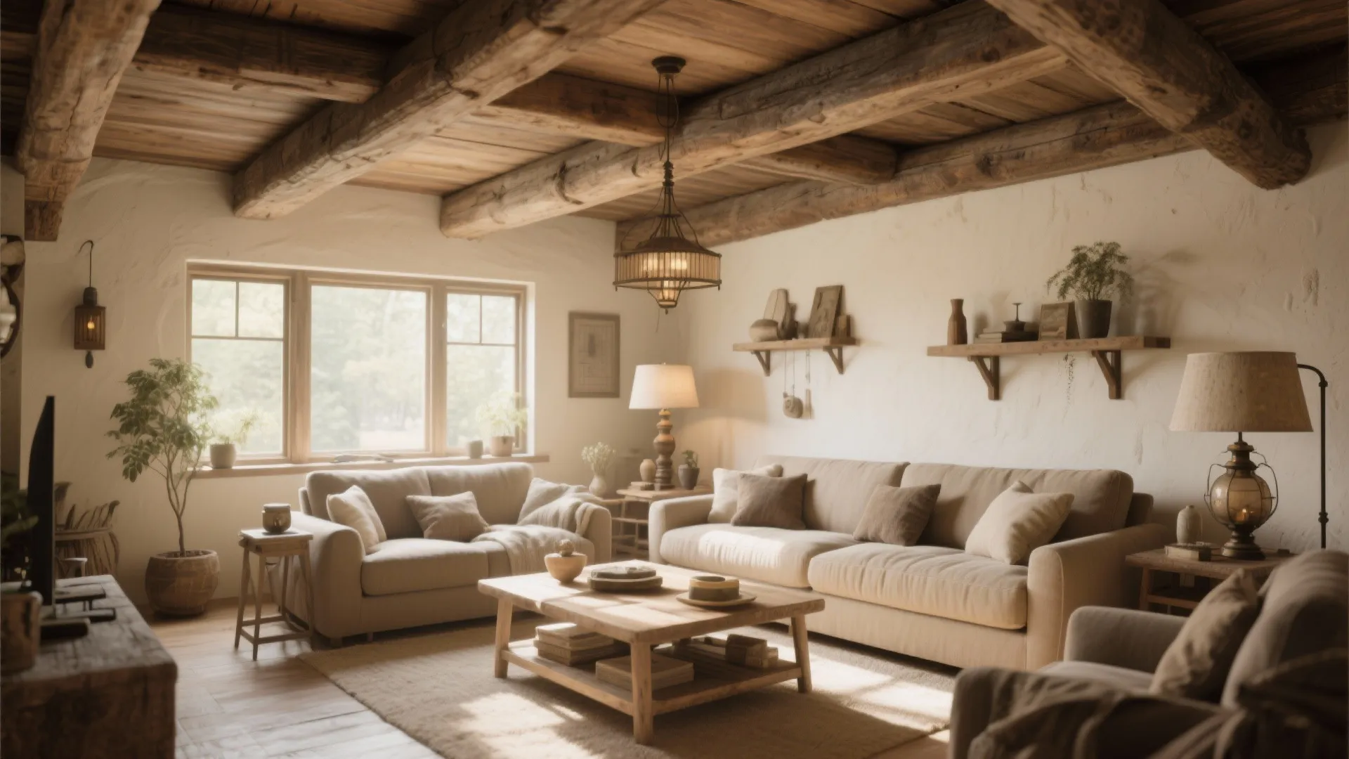 1. Raw Wood Beams as a Focal Point