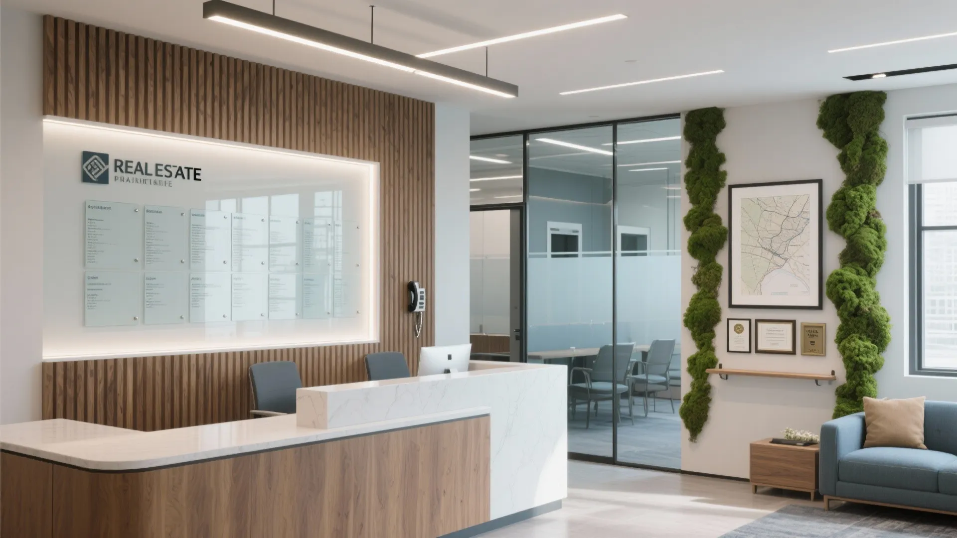 5 Real Estate Office Wall Design Ideas That Work: From brand walls to biophilic backdrops, here are five expert-approved real estate office wall design ideas that turn tight footprints into trust-building, deal-closing spaces.