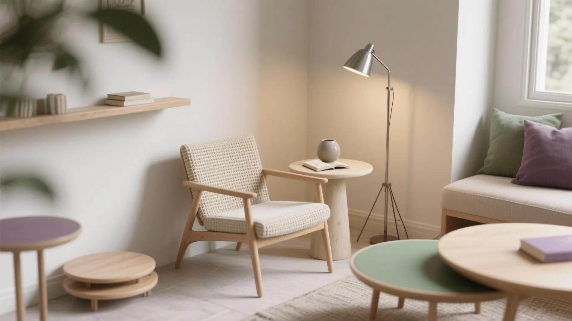 Idea 4: Corner reading nook + airy surfaces