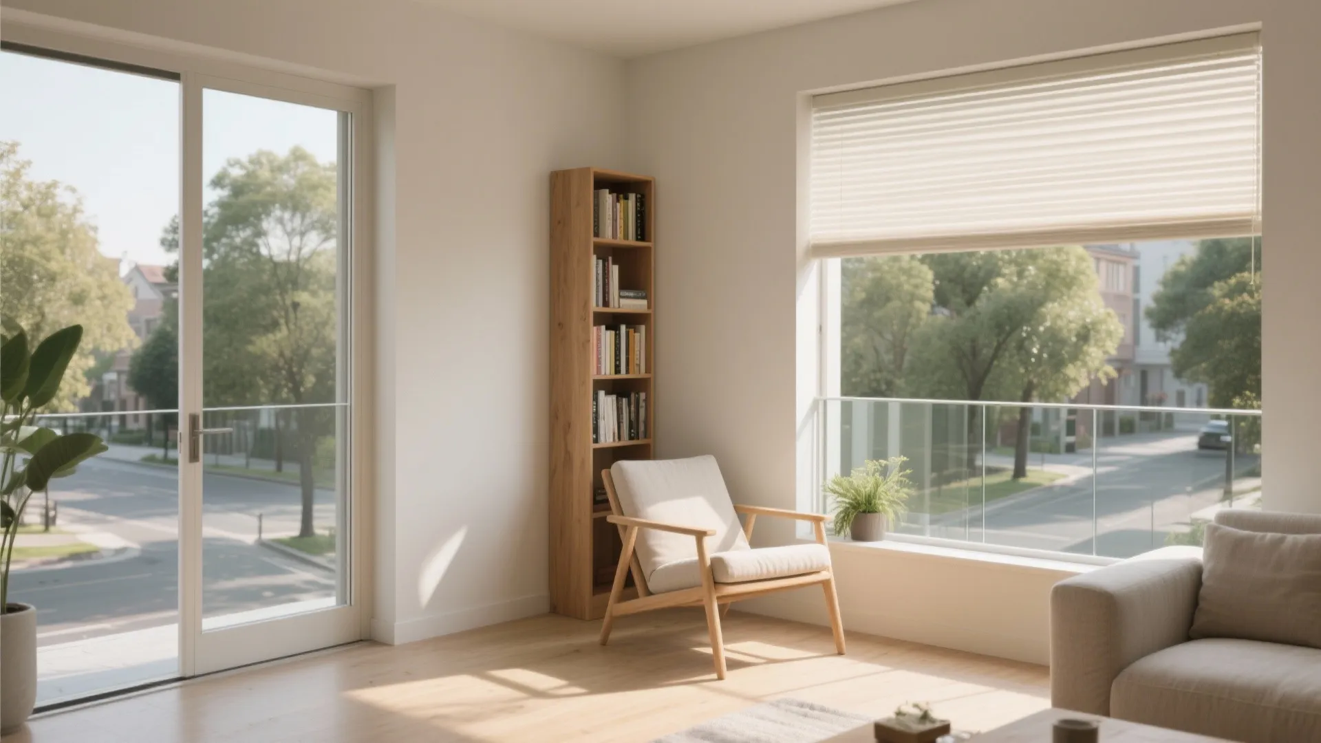 Sunlit Reading Nook at the Corner Balcony