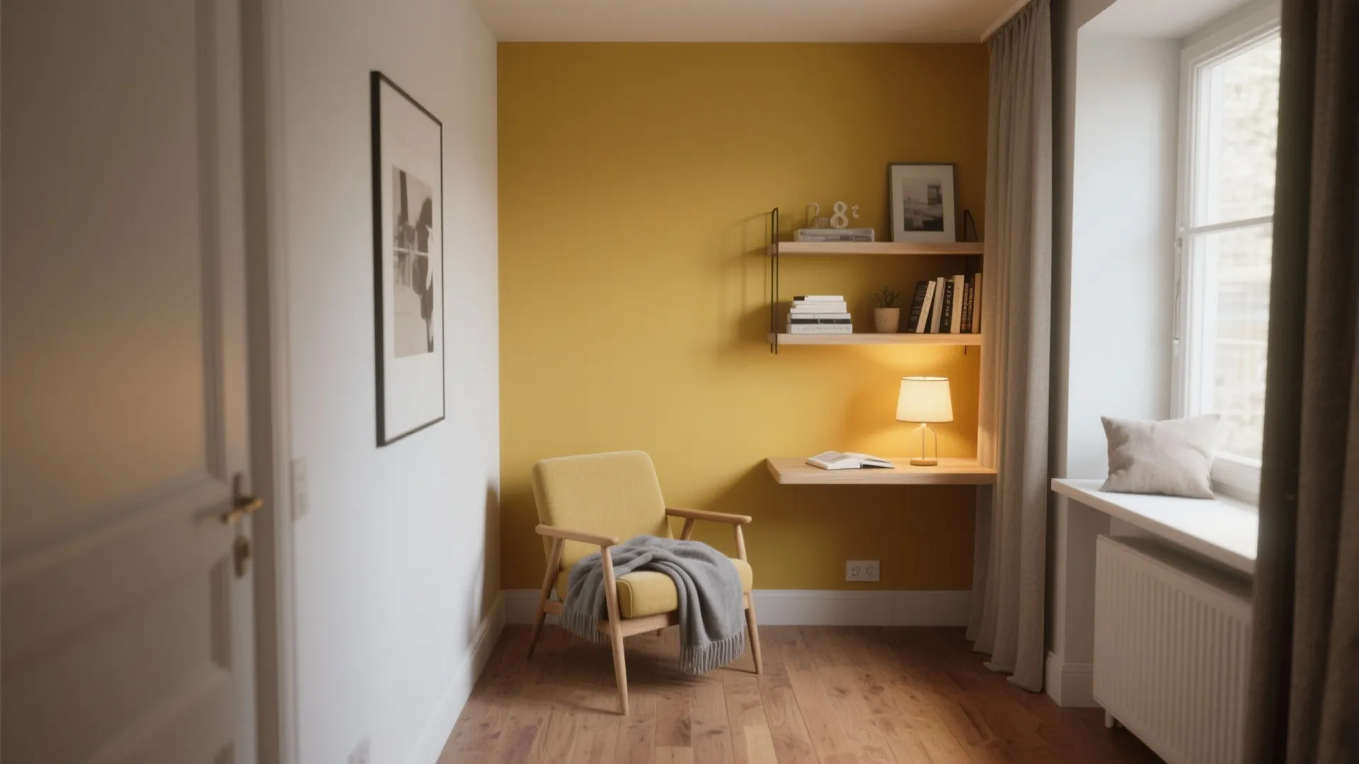 1. Accent wall behind a cozy reading nook