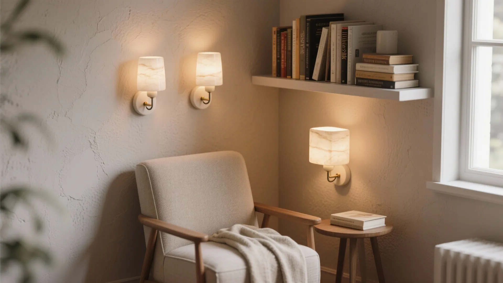 3. Clustered Mini Sconces in a Reading Nook