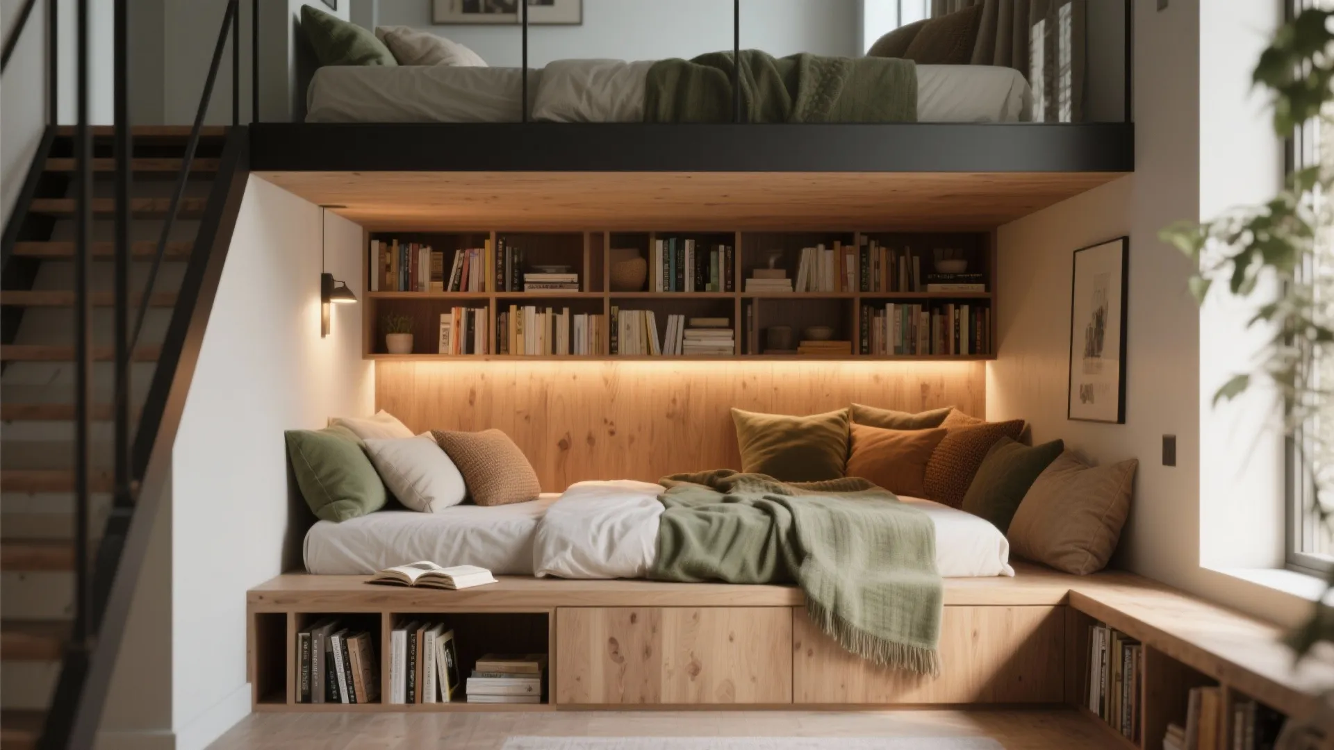 4. Split-Level Nook with Reading Bench